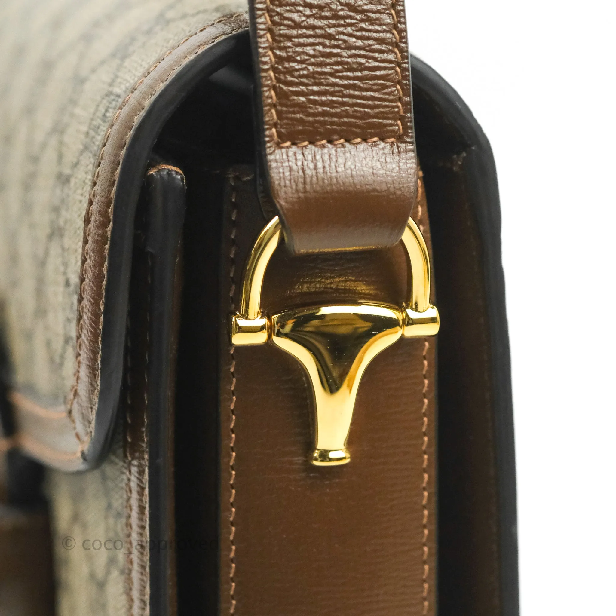 Gucci Horsebit 1955 GG Supreme Canvas Brown Shoulder Bag Gold Hardware