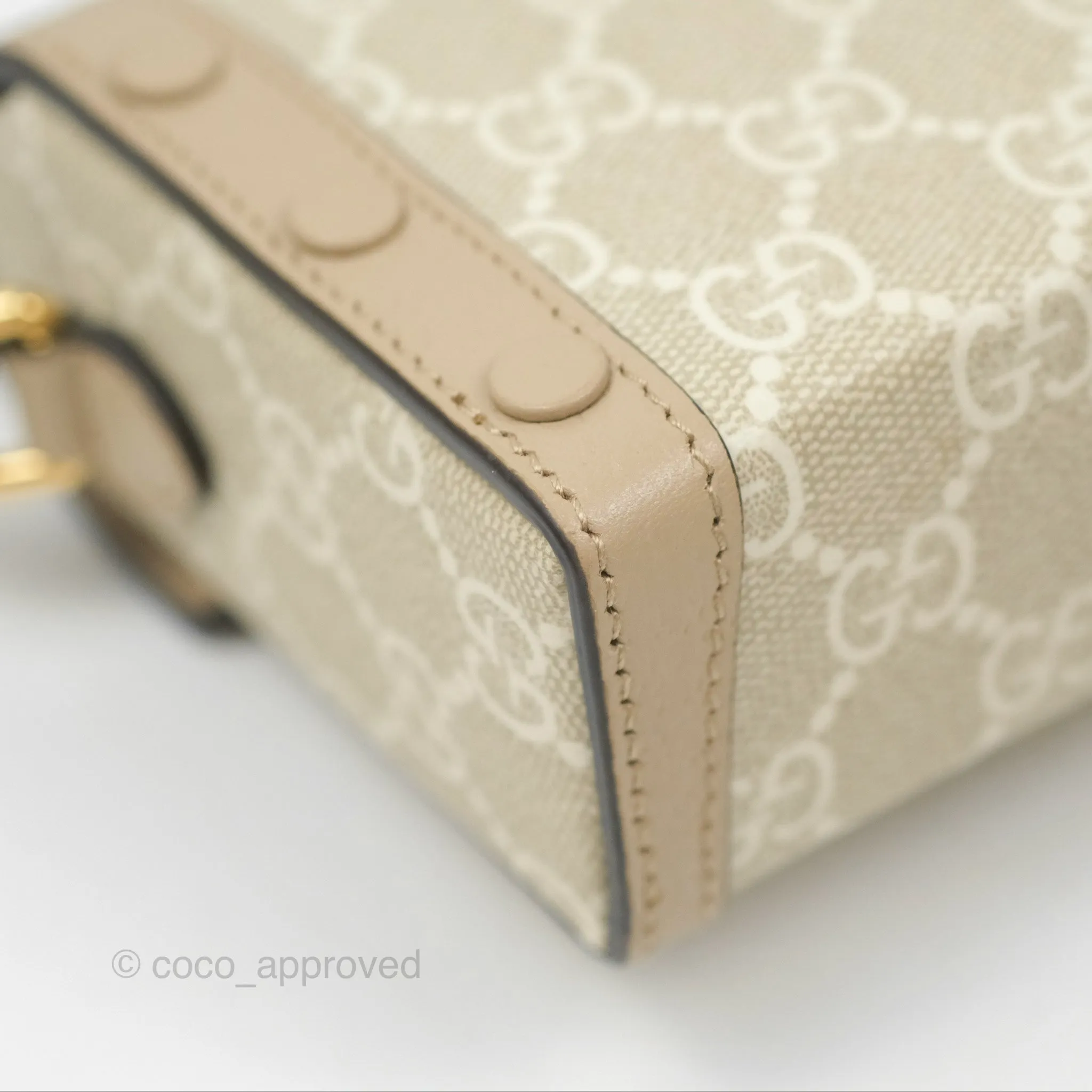 Gucci Horsebit 1955 Mini Bag Beige/White GG Supreme Canvas