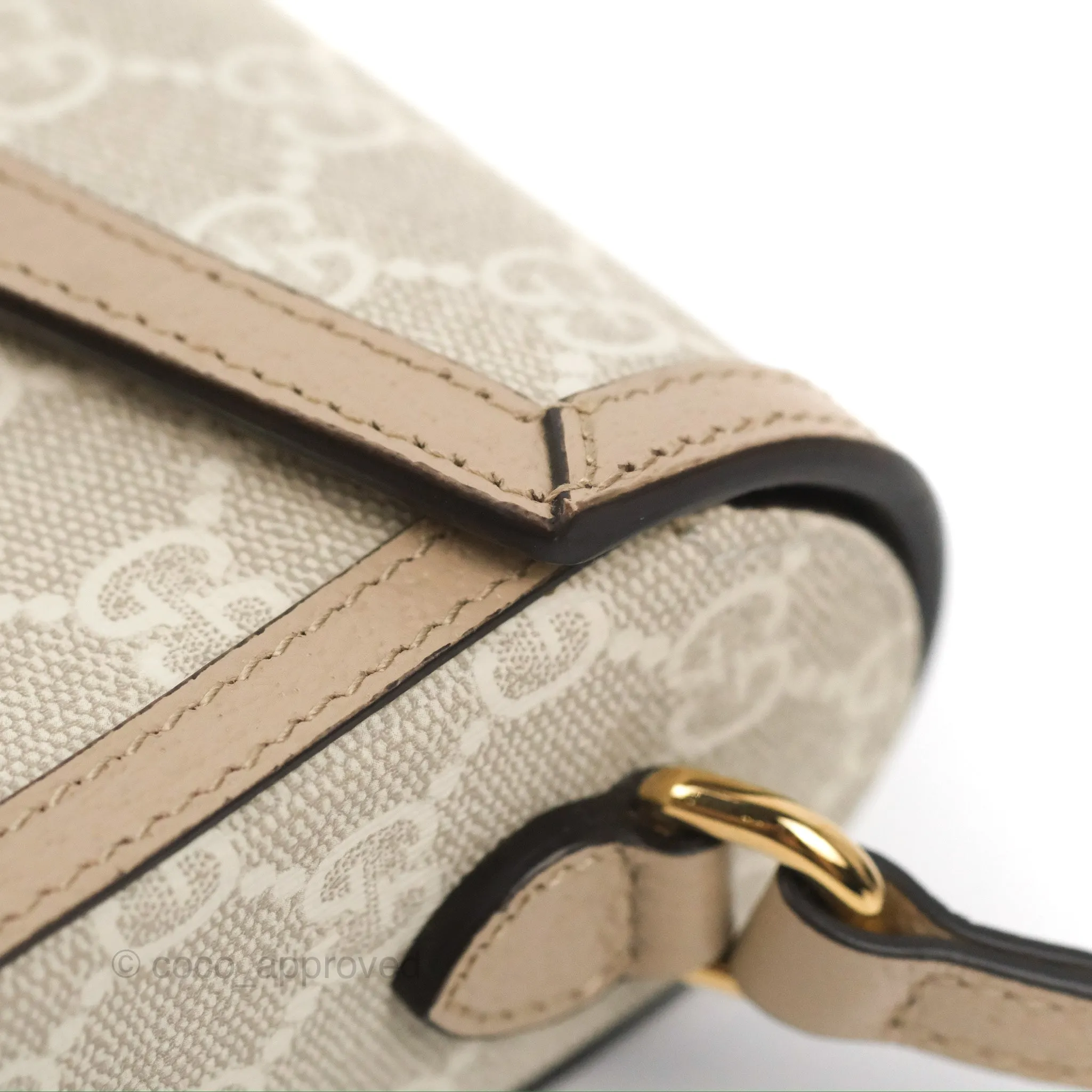 Gucci Horsebit 1955 Mini Bag Beige/White GG Supreme Canvas