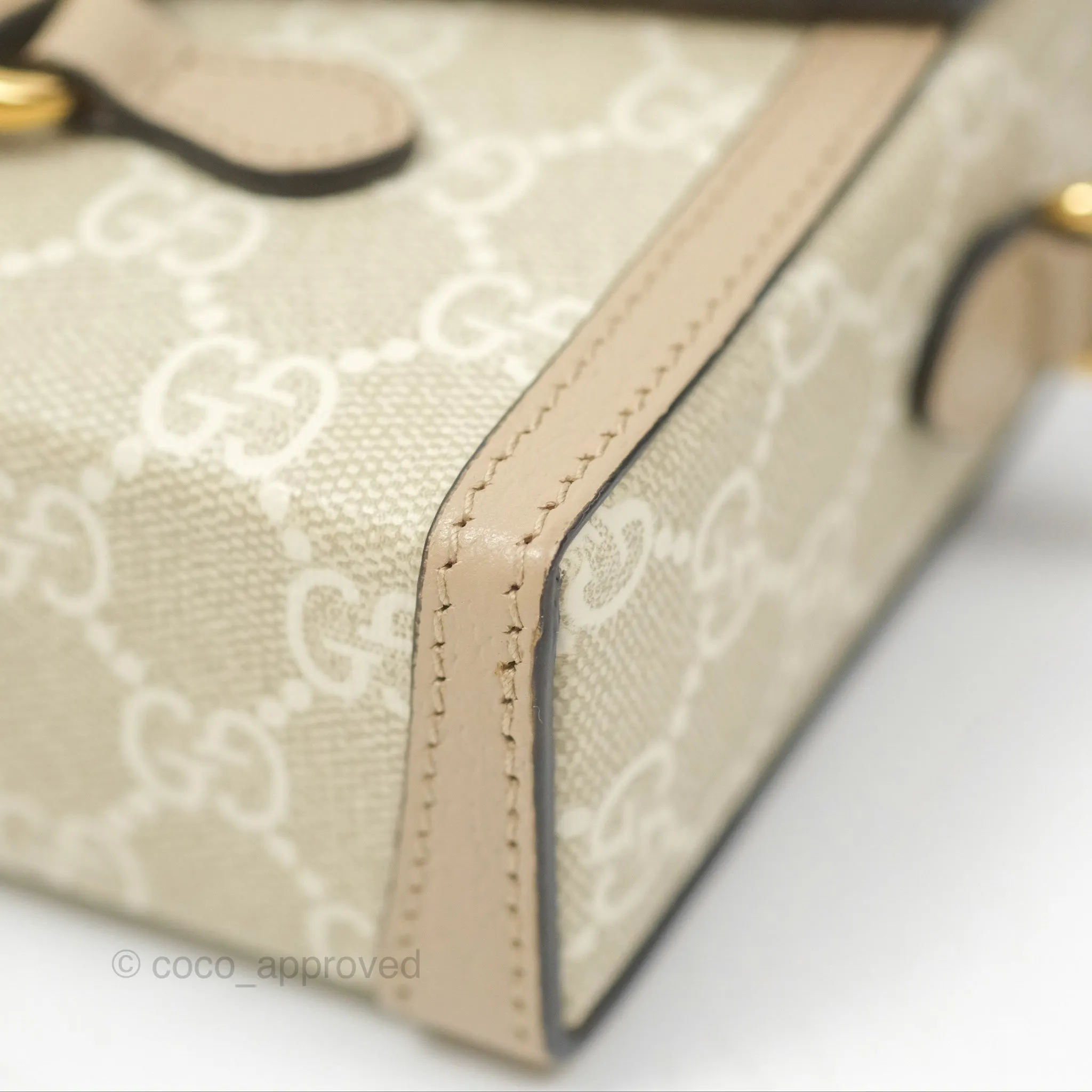 Gucci Horsebit 1955 Mini Bag Beige/White GG Supreme Canvas