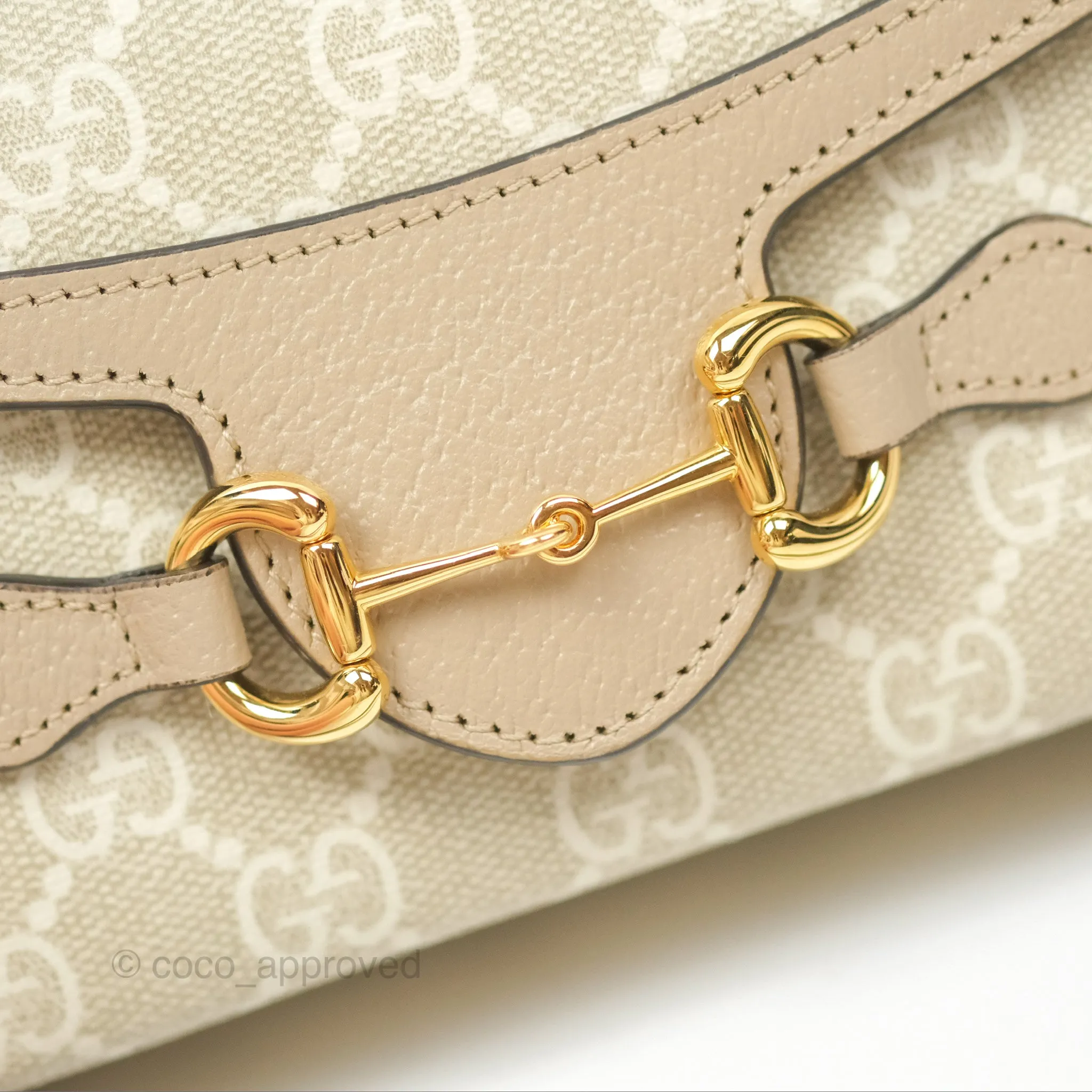 Gucci Horsebit 1955 Mini Bag Beige/White GG Supreme Canvas