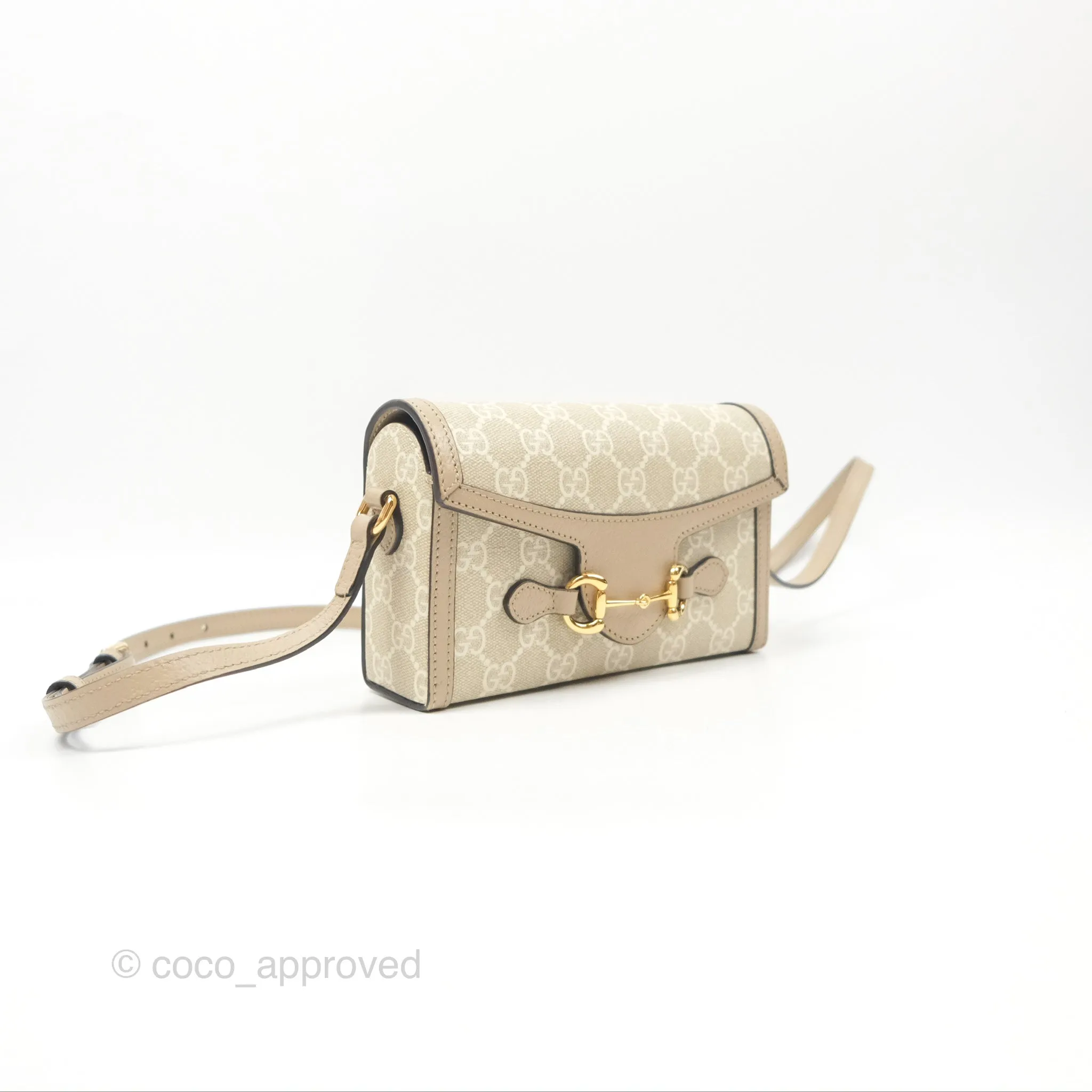 Gucci Horsebit 1955 Mini Bag Beige/White GG Supreme Canvas