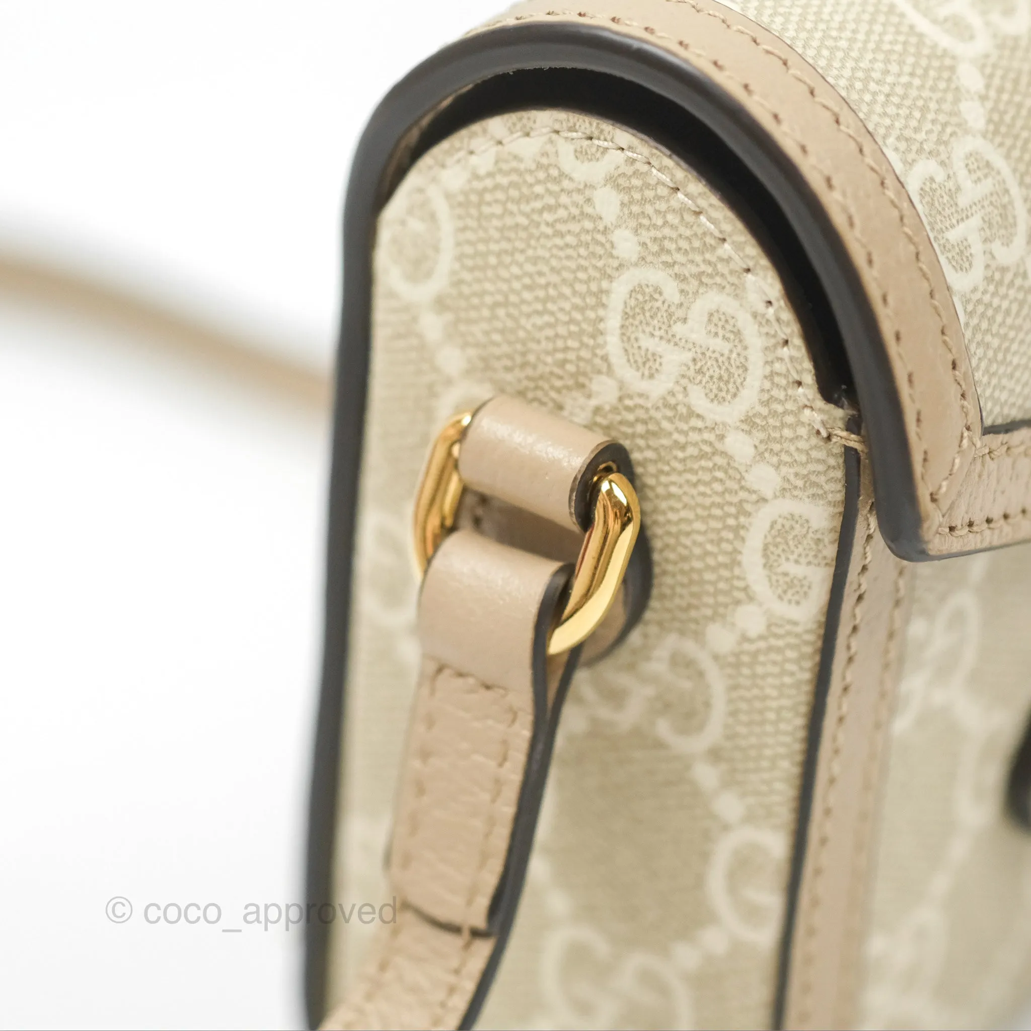 Gucci Horsebit 1955 Mini Bag Beige/White GG Supreme Canvas