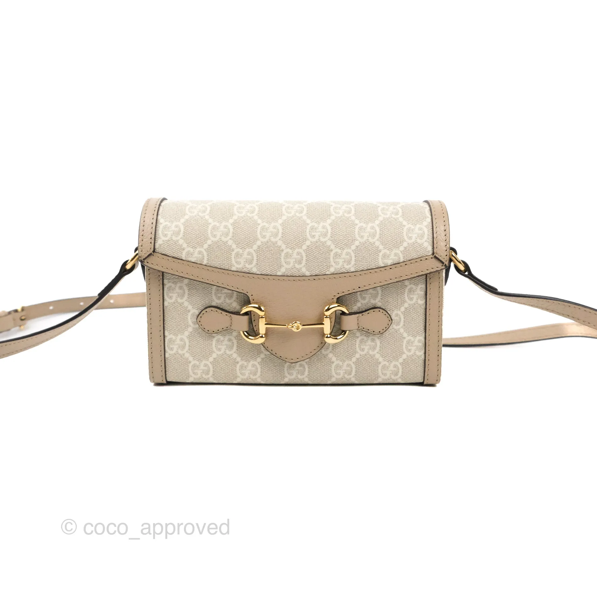 Gucci Horsebit 1955 Mini Bag Beige/White GG Supreme Canvas