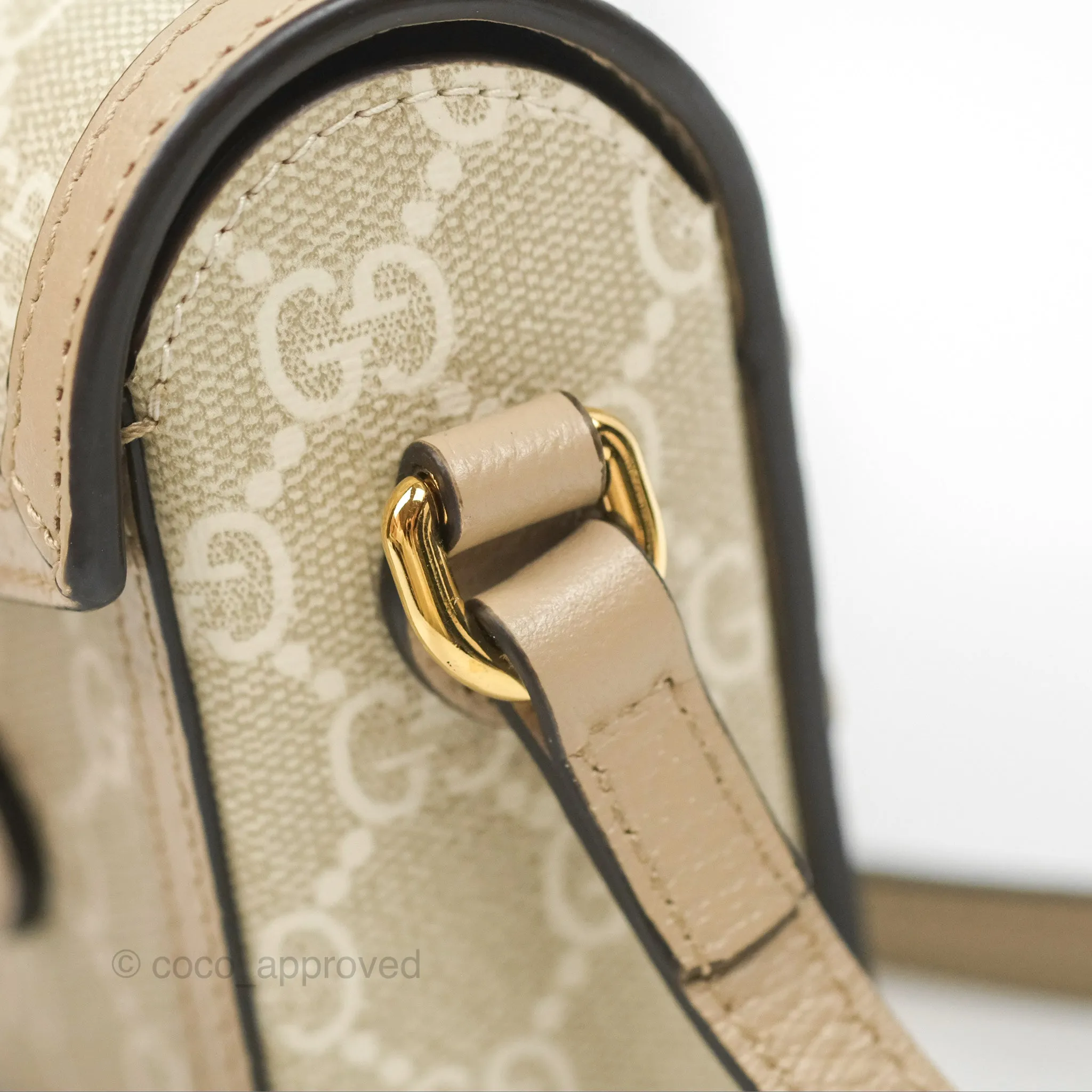 Gucci Horsebit 1955 Mini Bag Beige/White GG Supreme Canvas