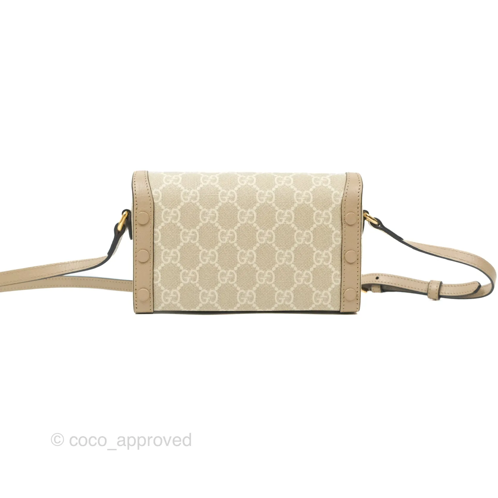 Gucci Horsebit 1955 Mini Bag Beige/White GG Supreme Canvas