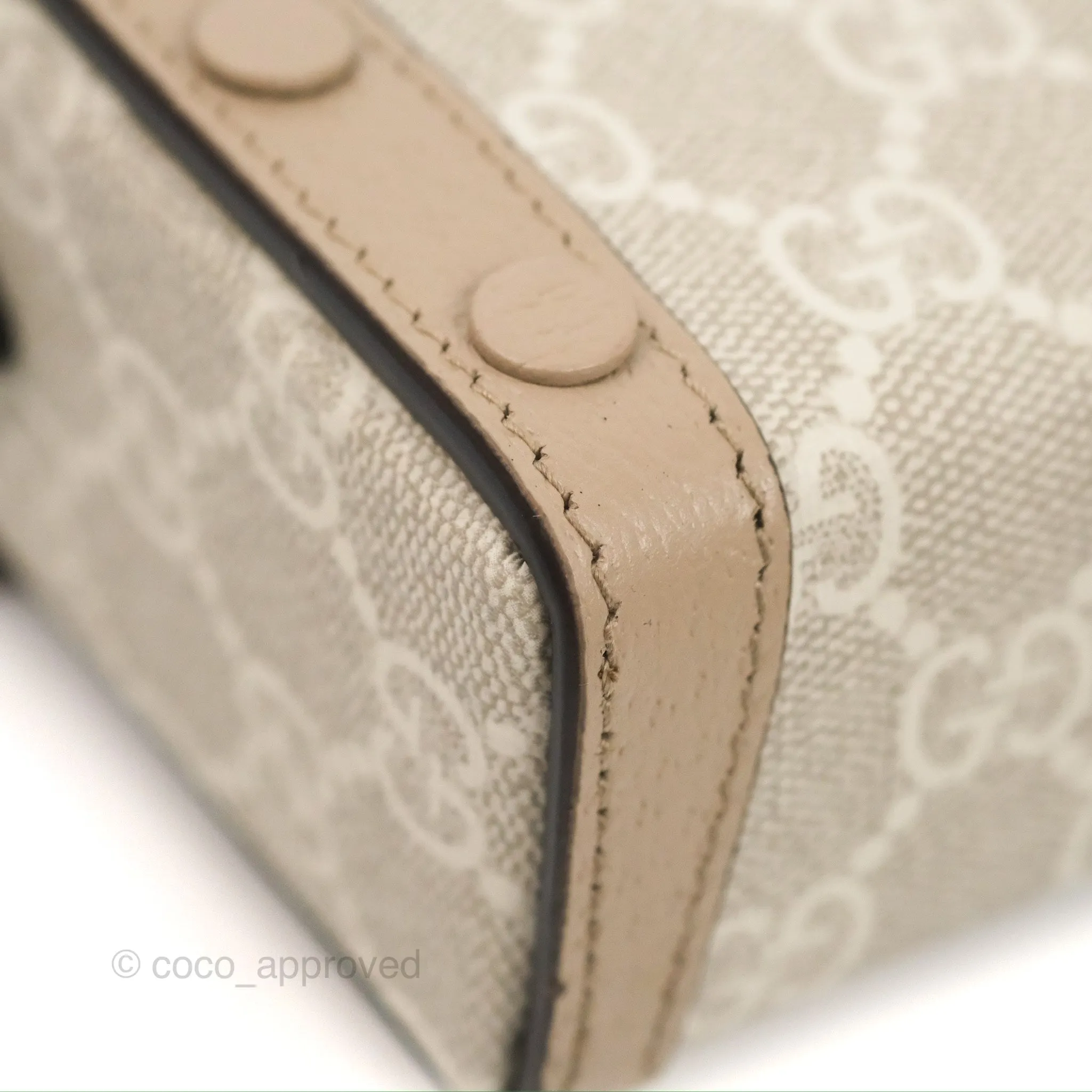 Gucci Horsebit 1955 Mini Bag Beige/White GG Supreme Canvas