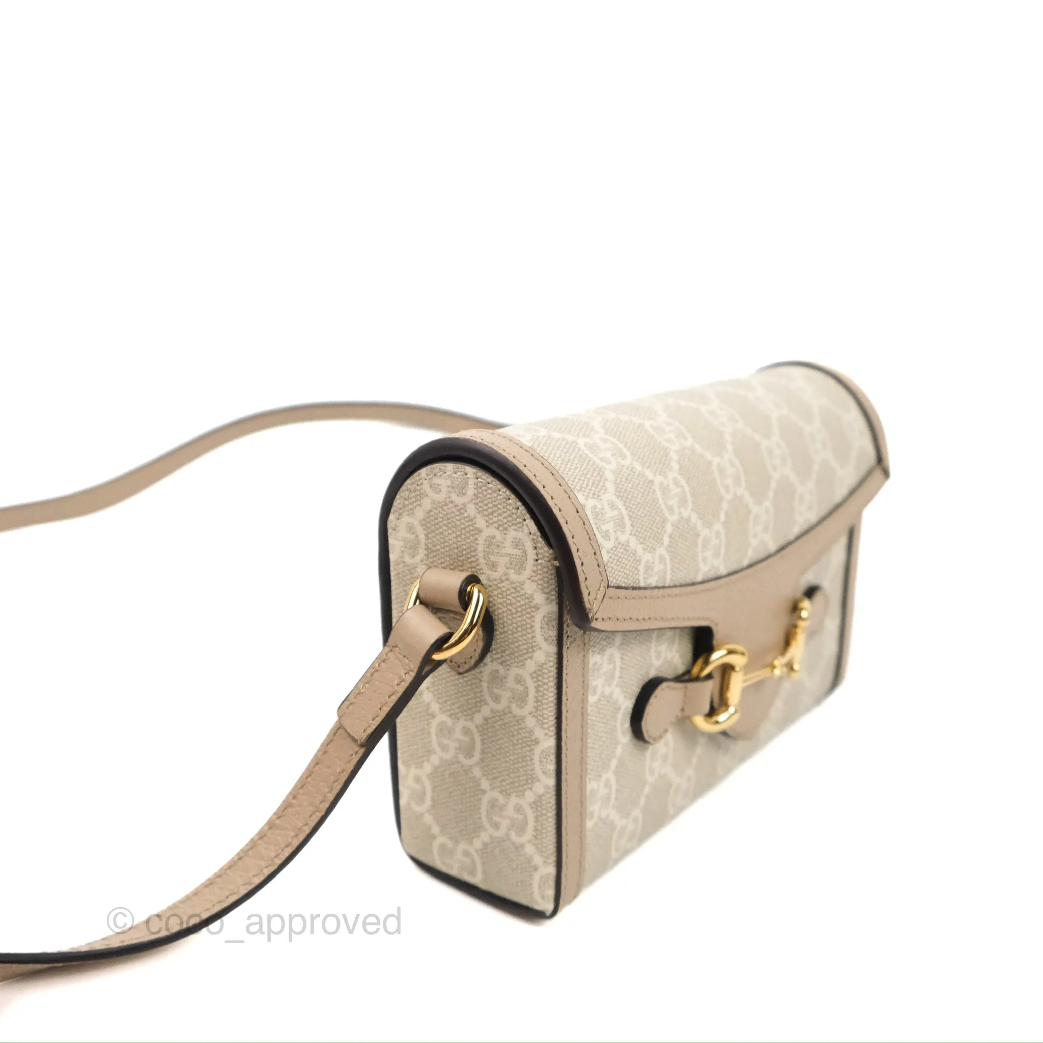 Gucci Horsebit 1955 Mini Bag Beige/White GG Supreme Canvas