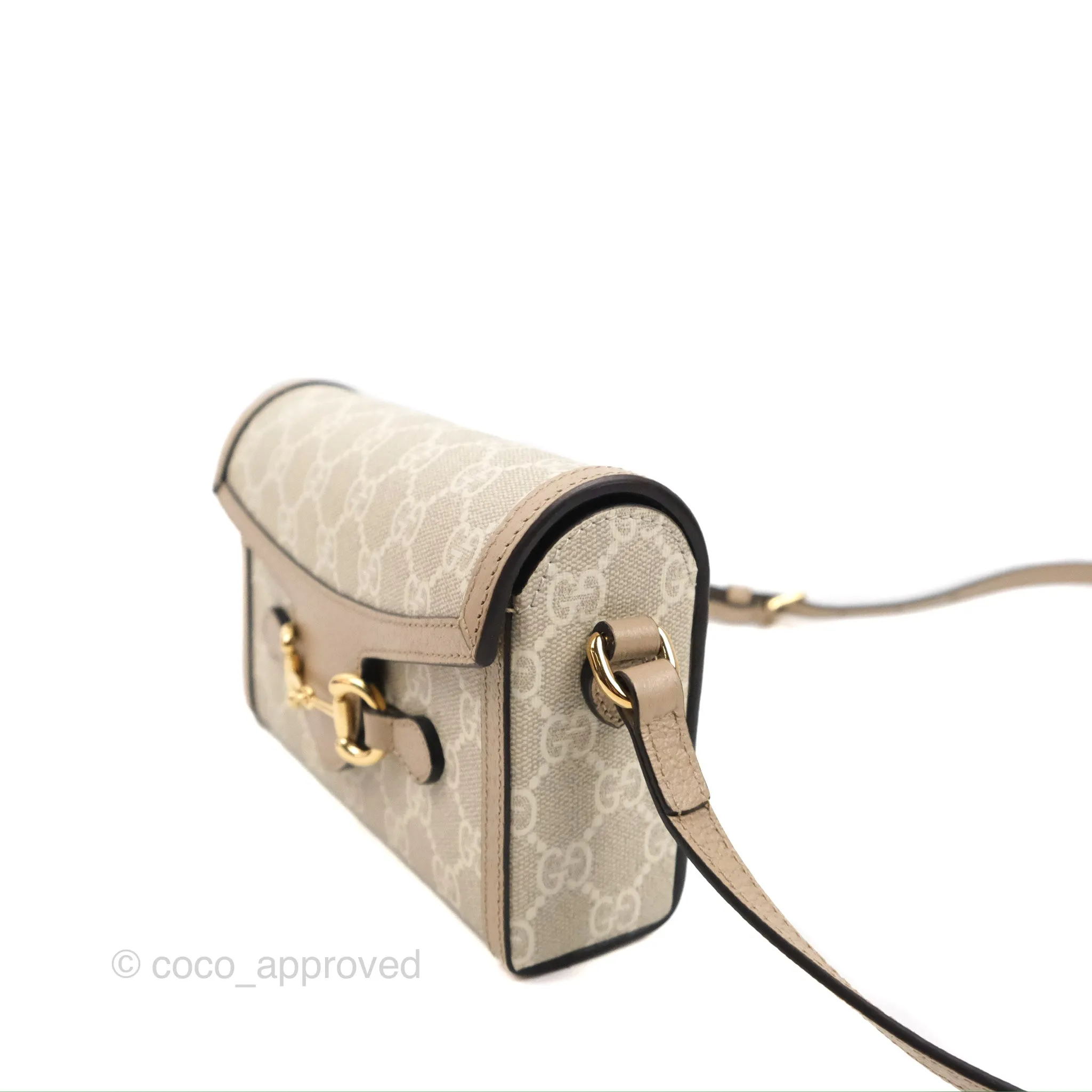 Gucci Horsebit 1955 Mini Bag Beige/White GG Supreme Canvas