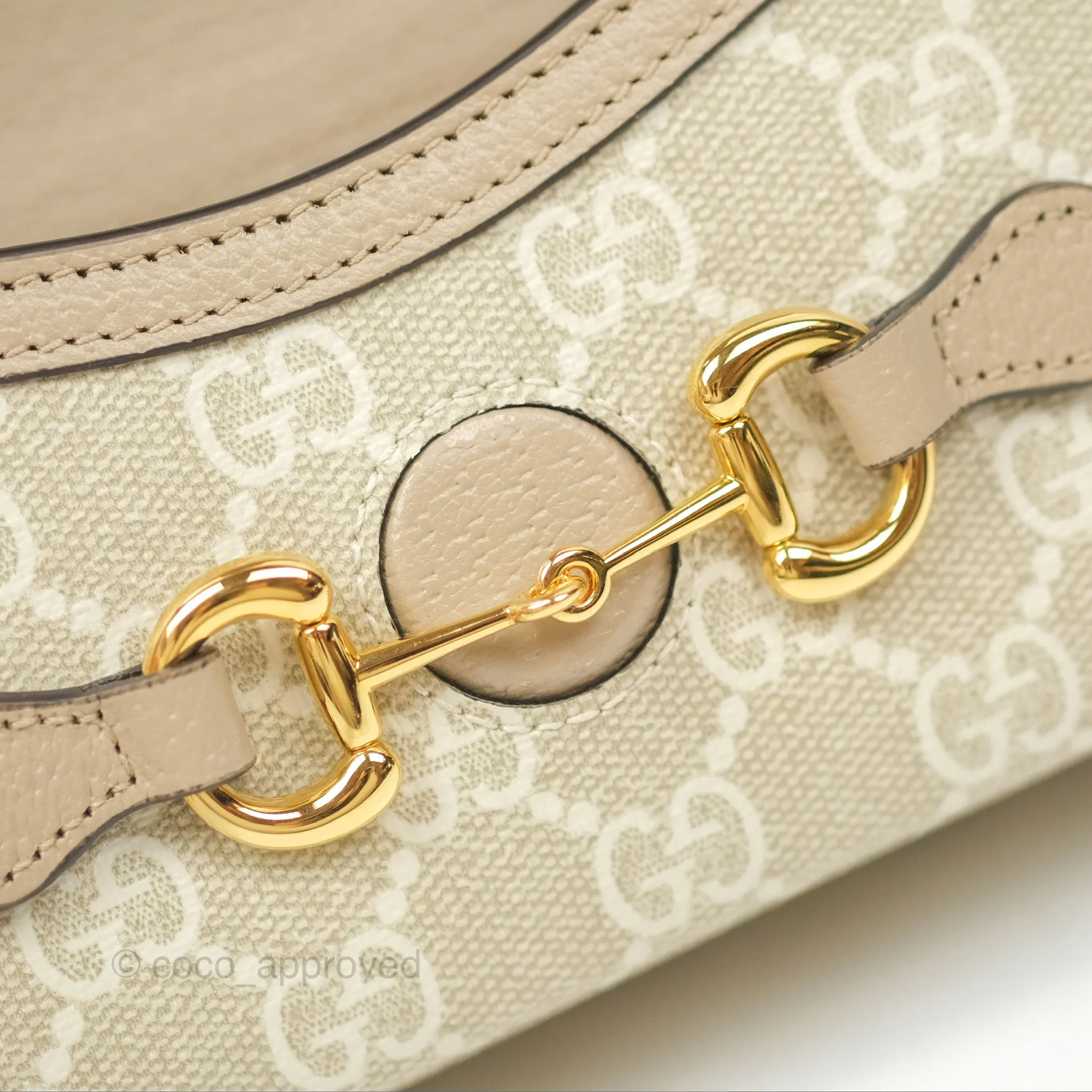 Gucci Horsebit 1955 Mini Bag Beige/White GG Supreme Canvas