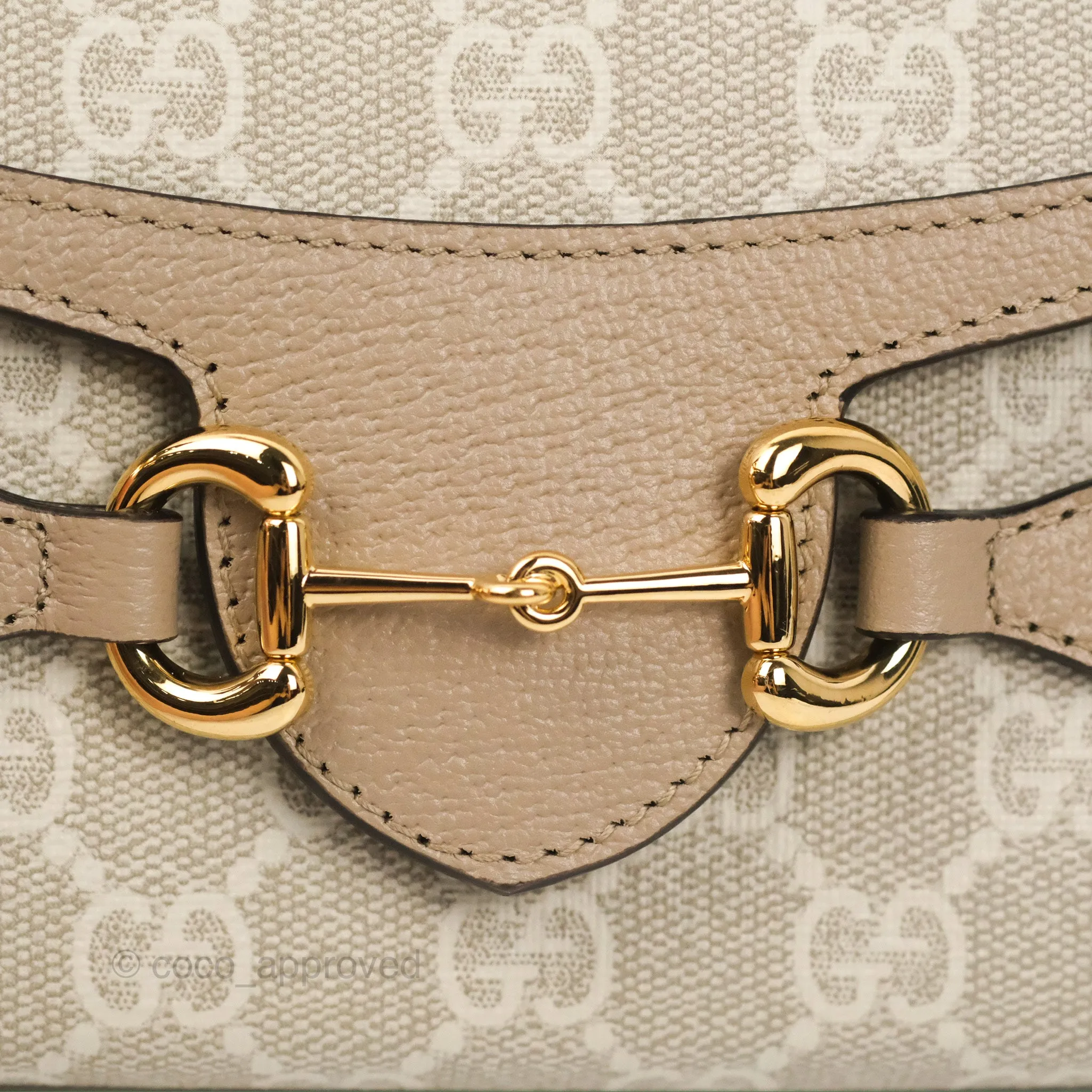 Gucci Horsebit 1955 Mini Bag Beige/White GG Supreme Canvas