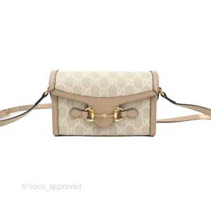 Gucci Horsebit 1955 Mini Bag Beige/White GG Supreme Canvas