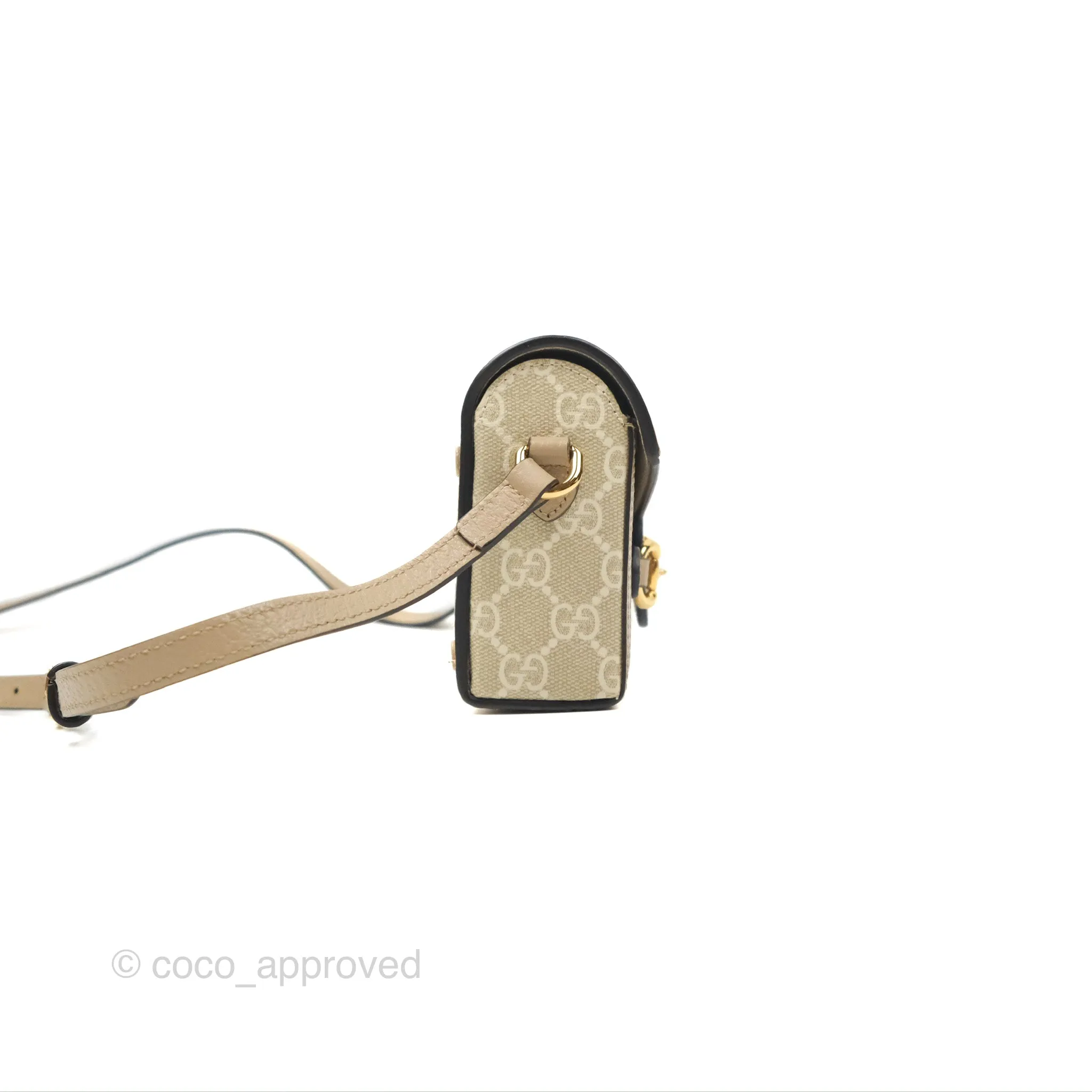 Gucci Horsebit 1955 Mini Bag Beige/White GG Supreme Canvas