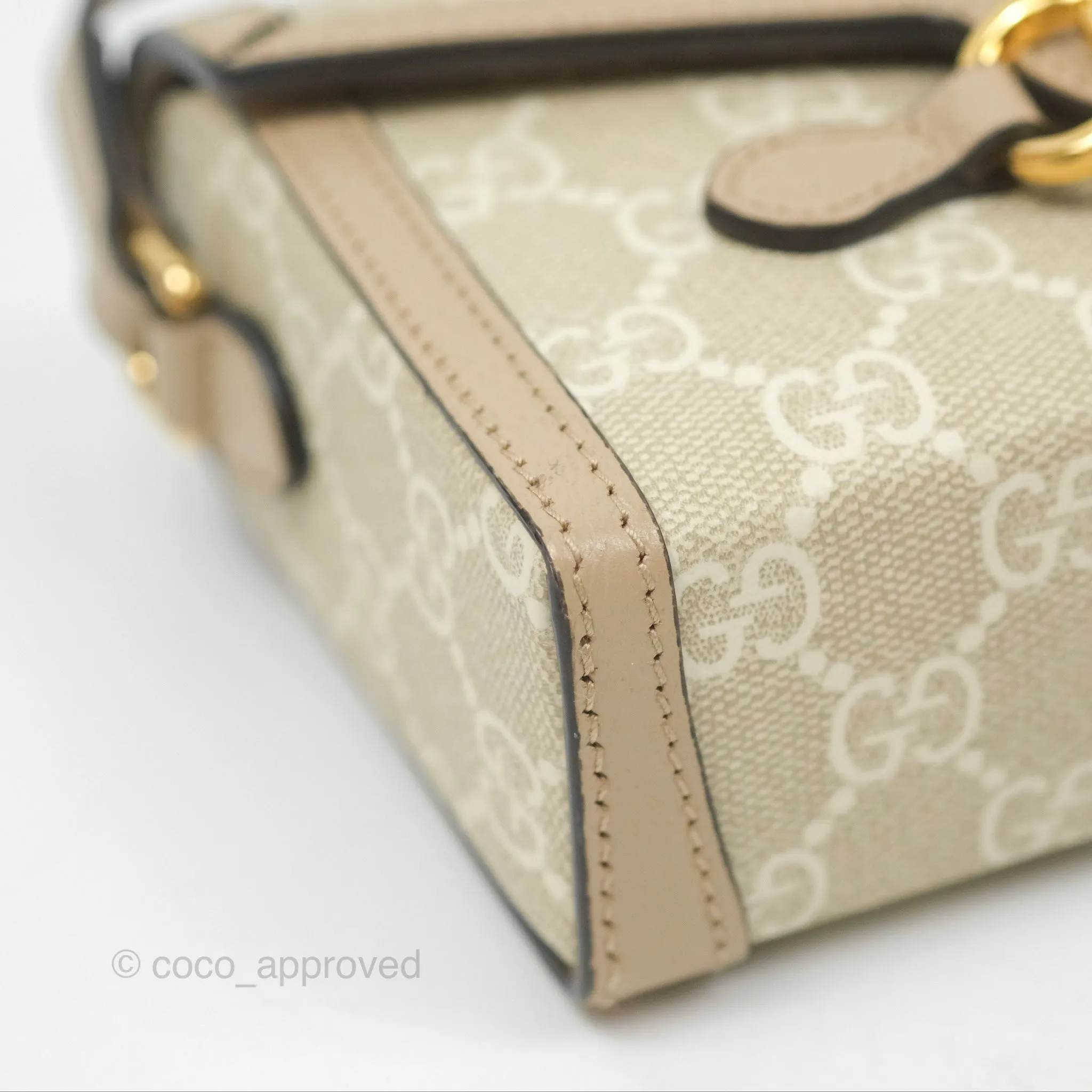 Gucci Horsebit 1955 Mini Bag Beige/White GG Supreme Canvas