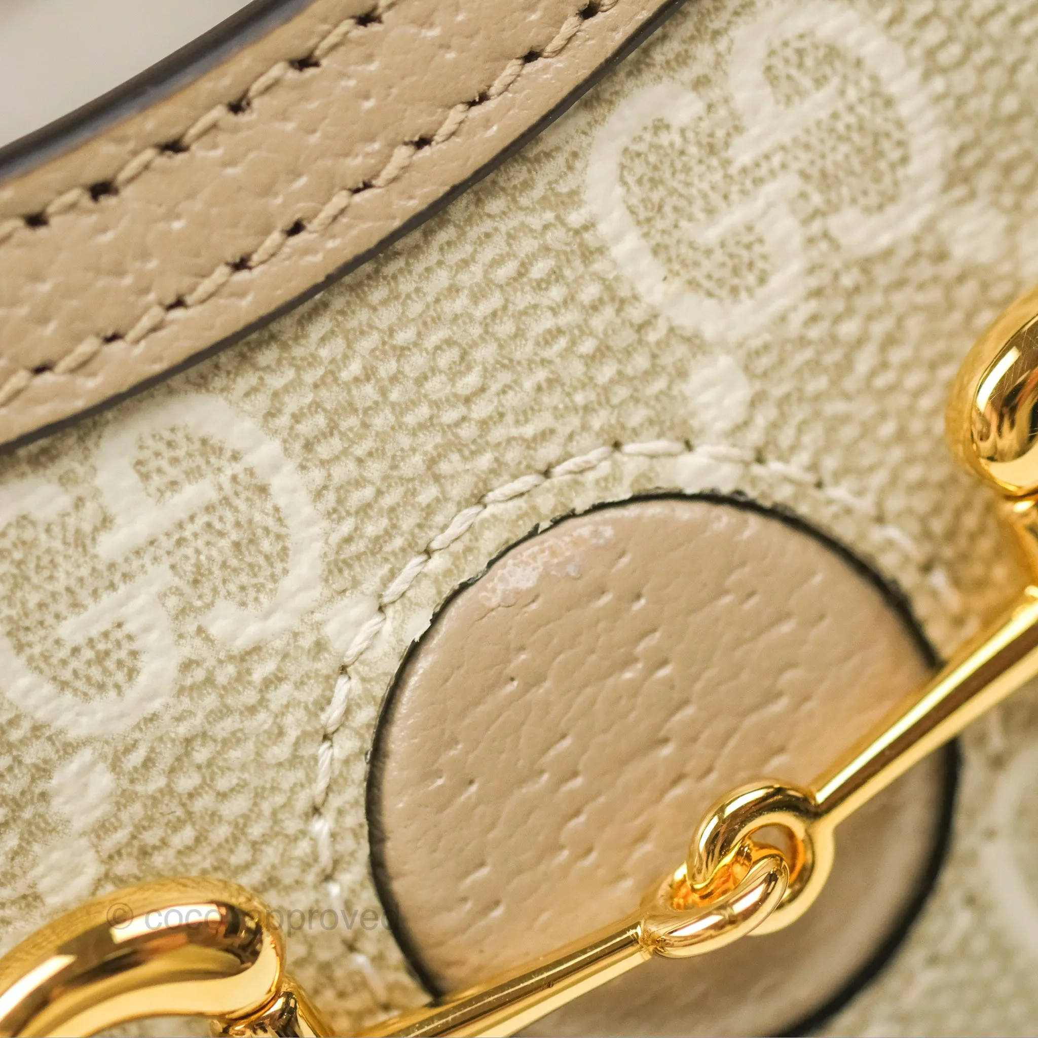 Gucci Horsebit 1955 Mini Bag Beige/White GG Supreme Canvas