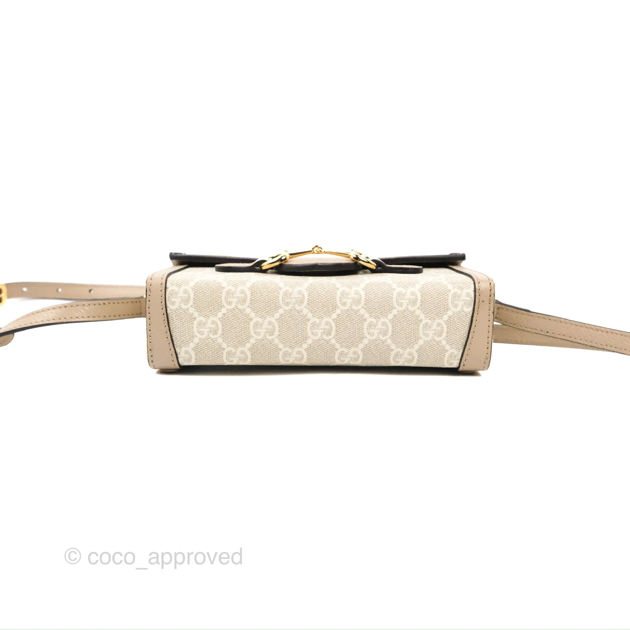Gucci Horsebit 1955 Mini Bag Beige/White GG Supreme Canvas