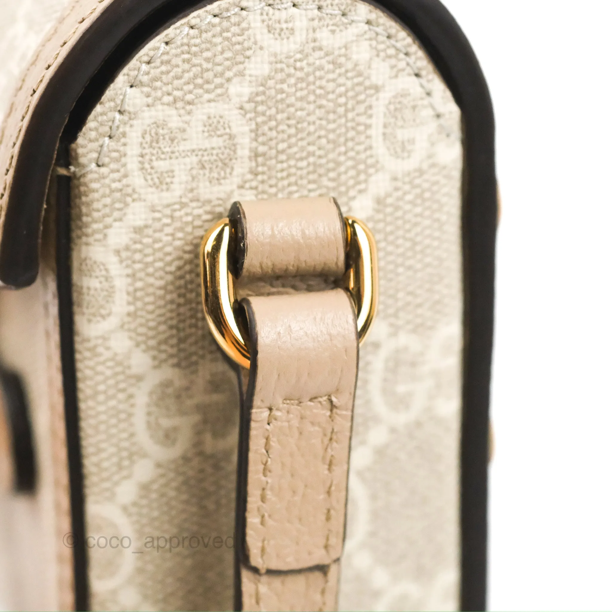 Gucci Horsebit 1955 Mini Bag Beige/White GG Supreme Canvas
