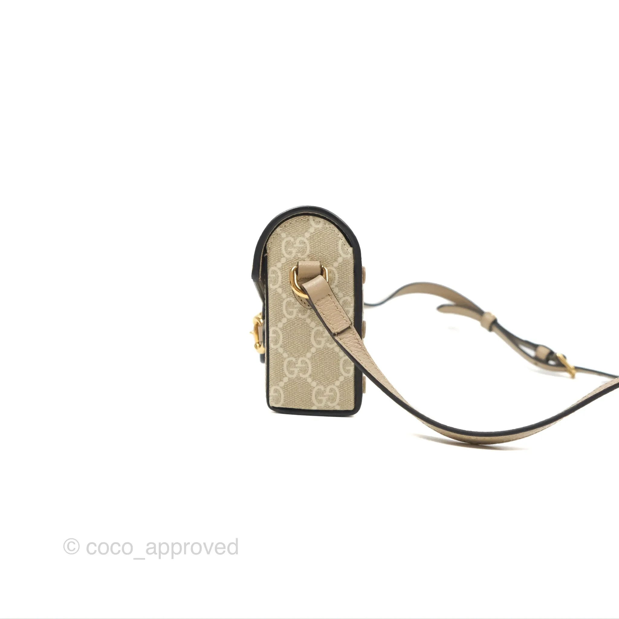 Gucci Horsebit 1955 Mini Bag Beige/White GG Supreme Canvas