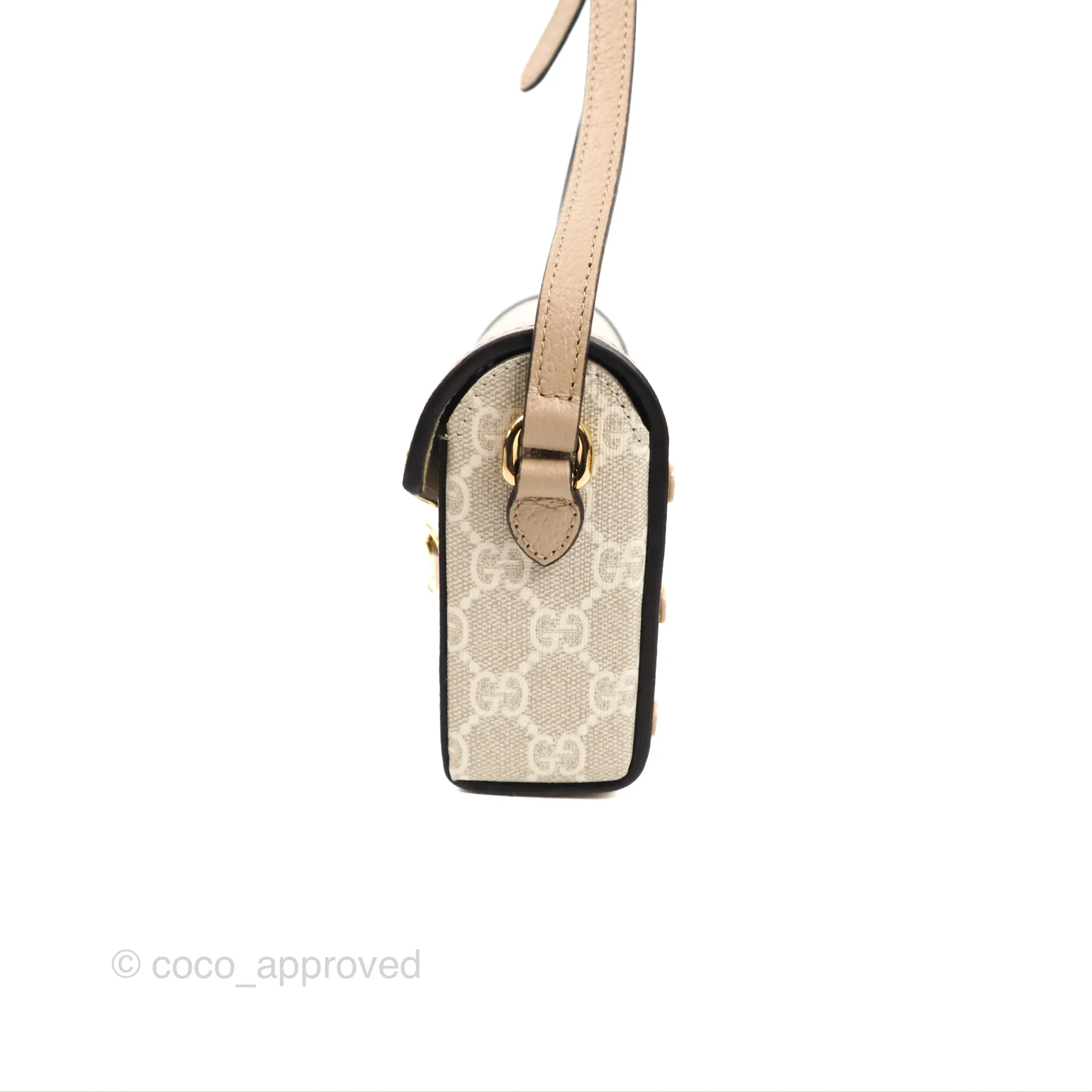 Gucci Horsebit 1955 Mini Bag Beige/White GG Supreme Canvas