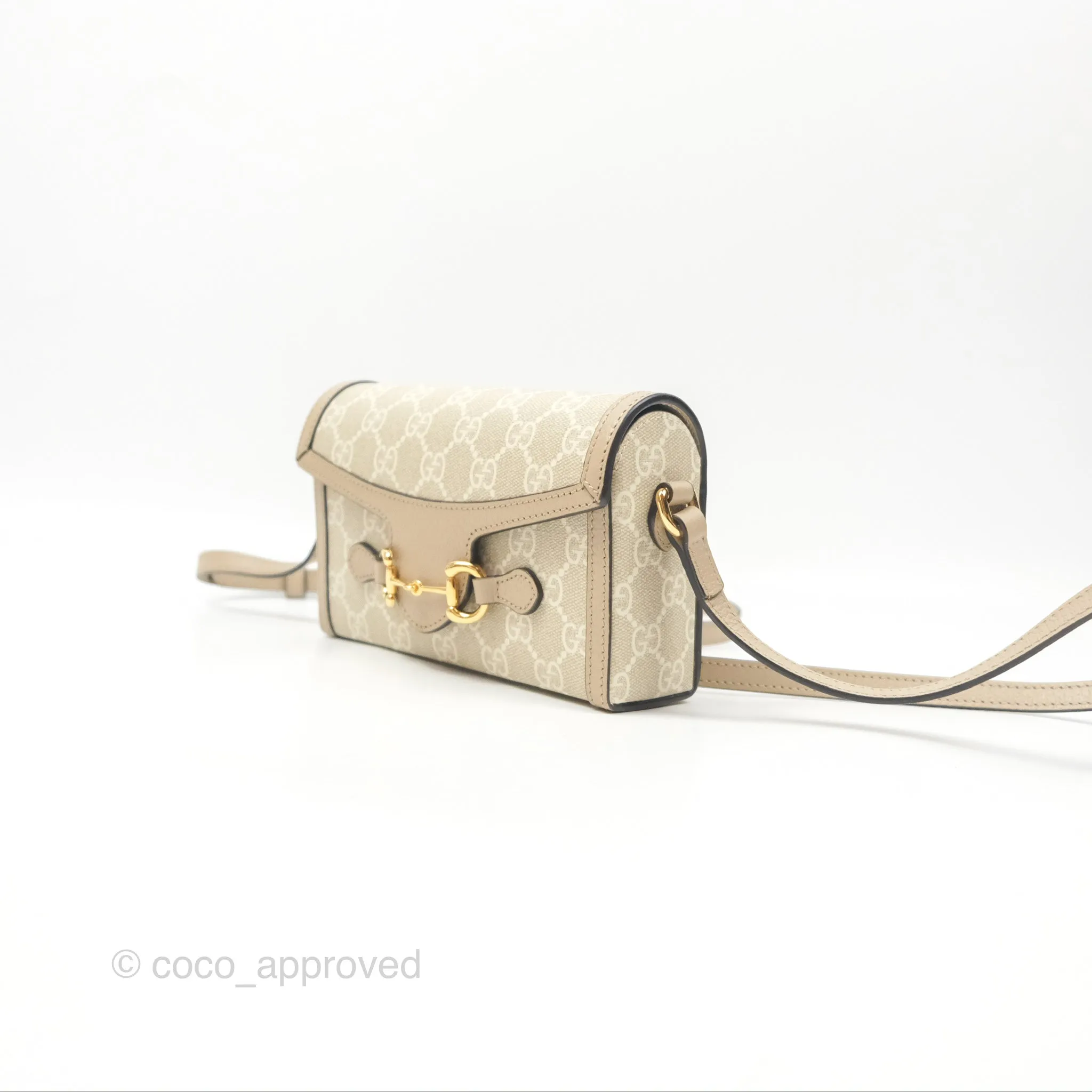 Gucci Horsebit 1955 Mini Bag Beige/White GG Supreme Canvas