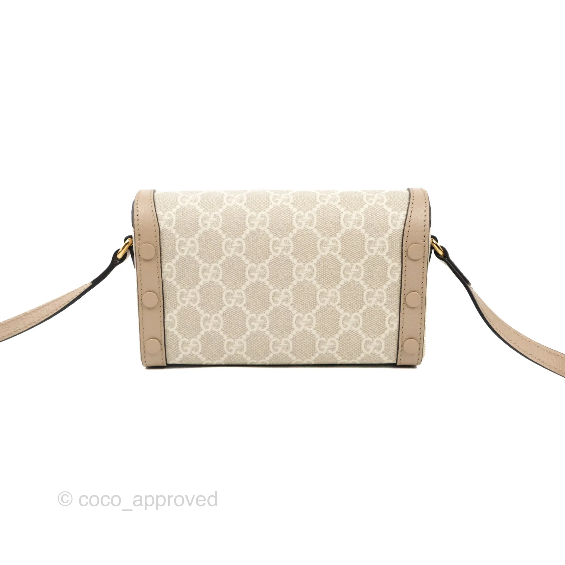 Gucci Horsebit 1955 Mini Bag Beige/White GG Supreme Canvas