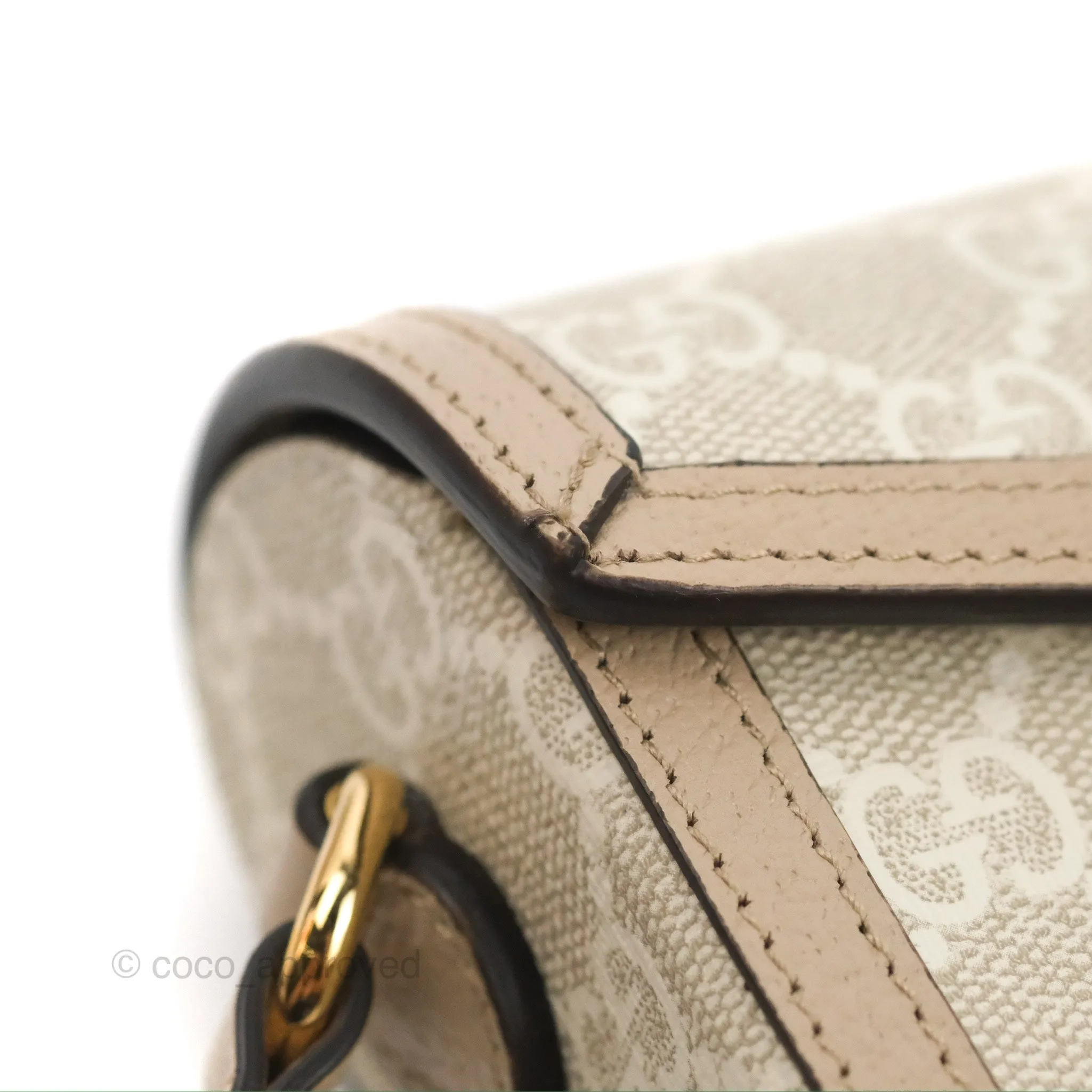 Gucci Horsebit 1955 Mini Bag Beige/White GG Supreme Canvas