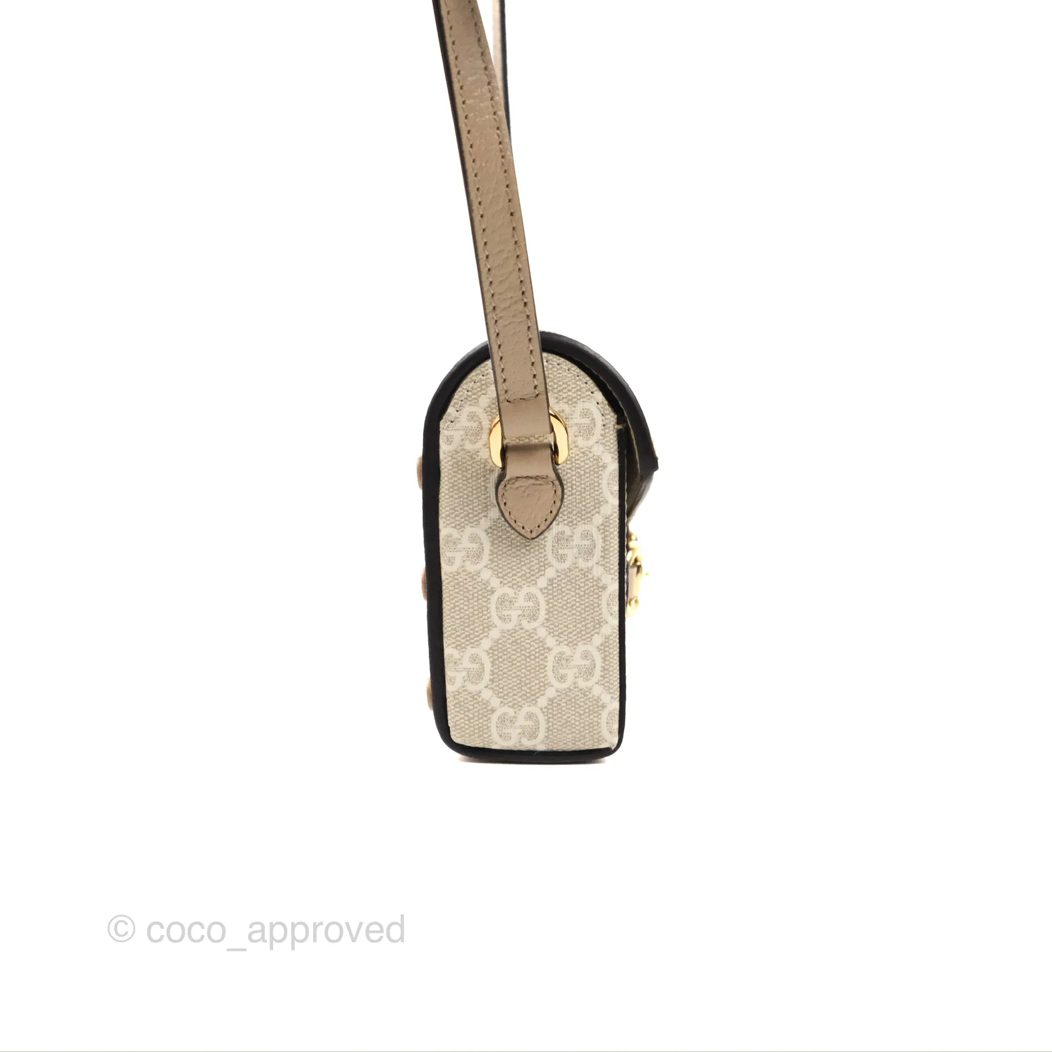 Gucci Horsebit 1955 Mini Bag Beige/White GG Supreme Canvas