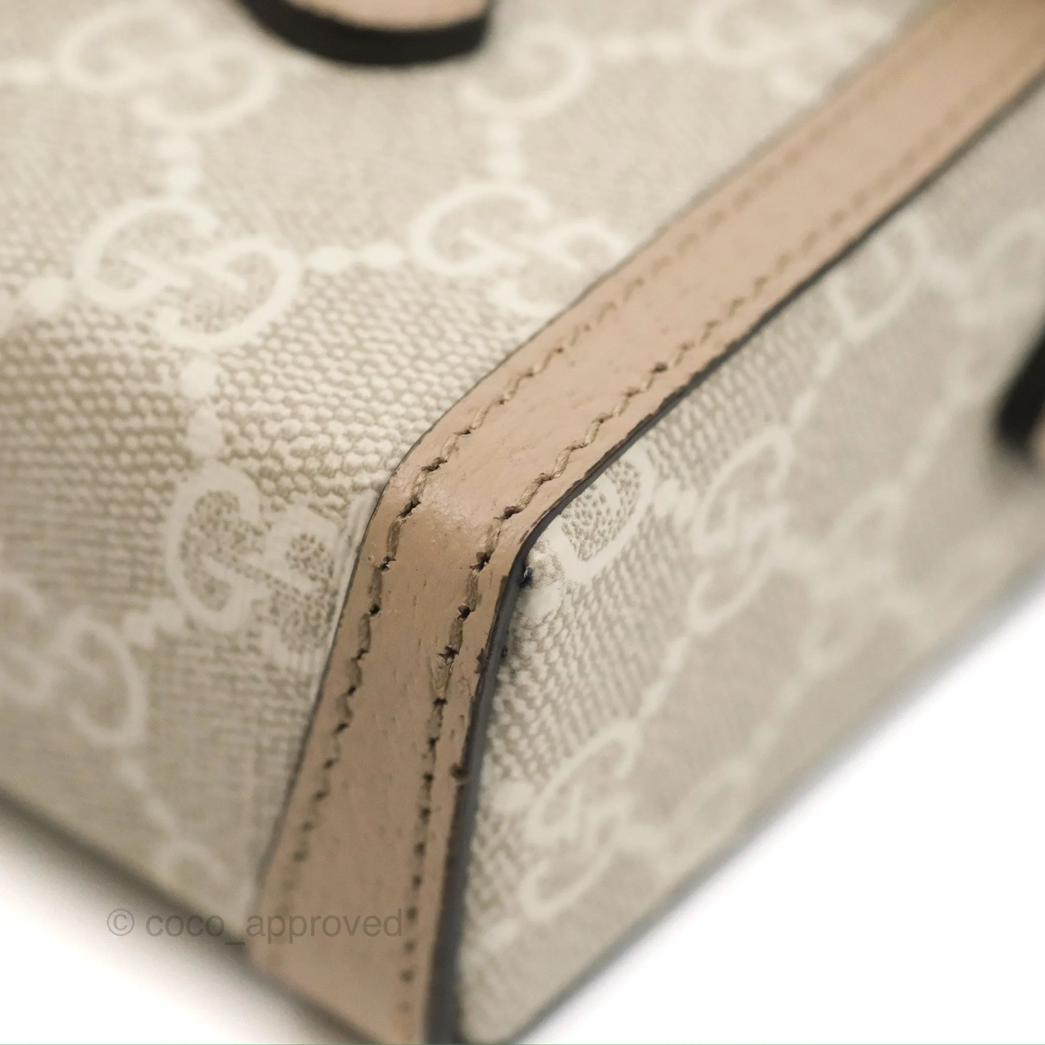 Gucci Horsebit 1955 Mini Bag Beige/White GG Supreme Canvas