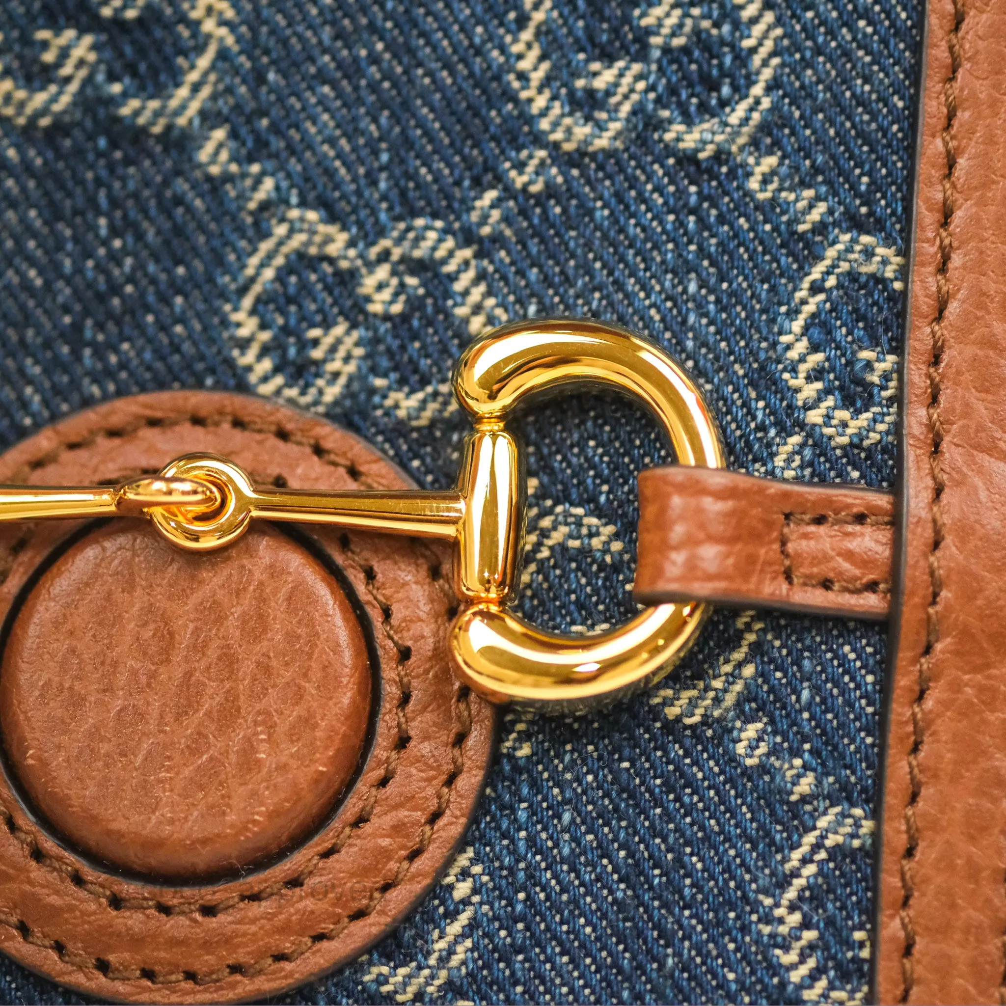 Gucci Horsebit 1955 Mini Bag GG Denim/ Brown Leather