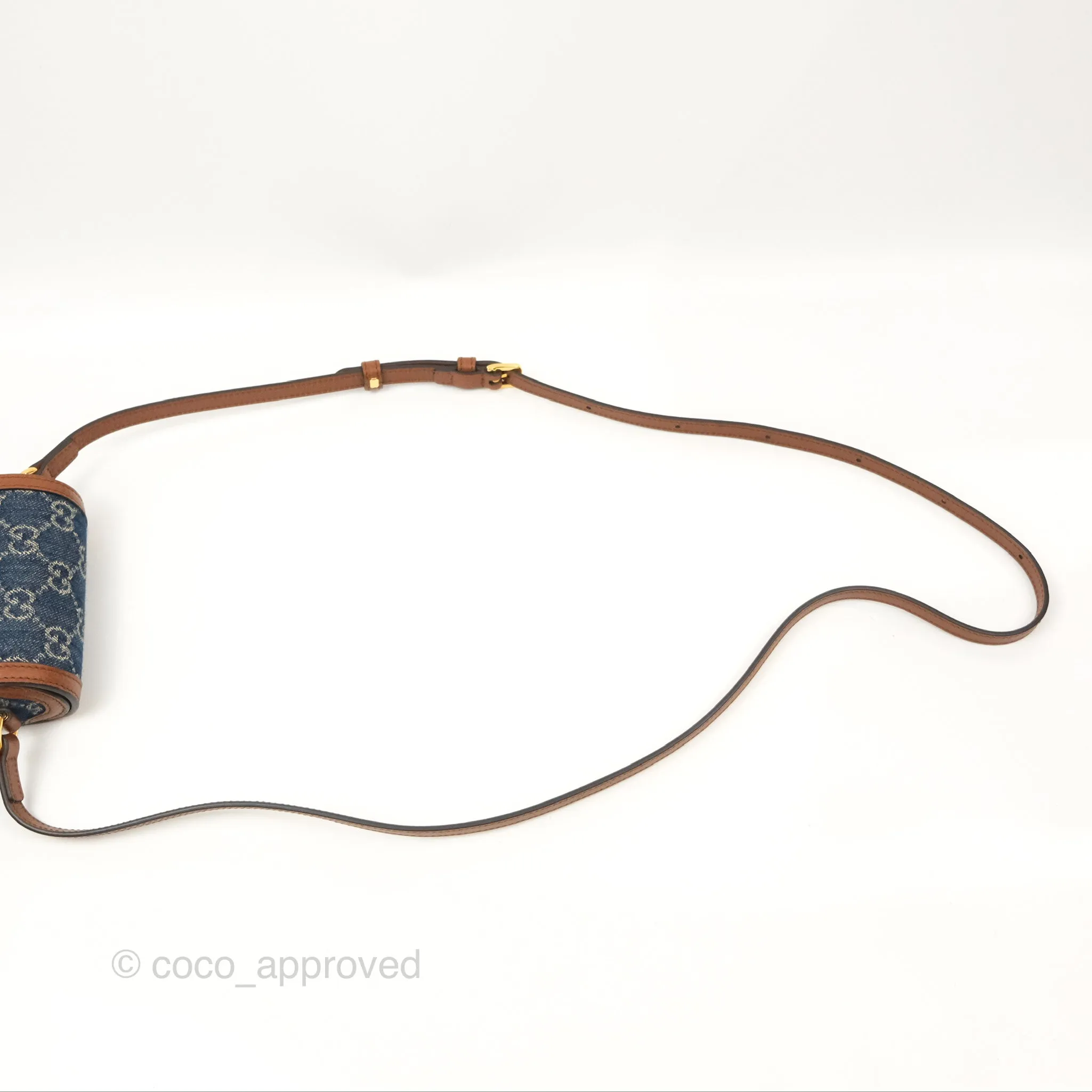 Gucci Horsebit 1955 Mini Bag GG Denim/ Brown Leather