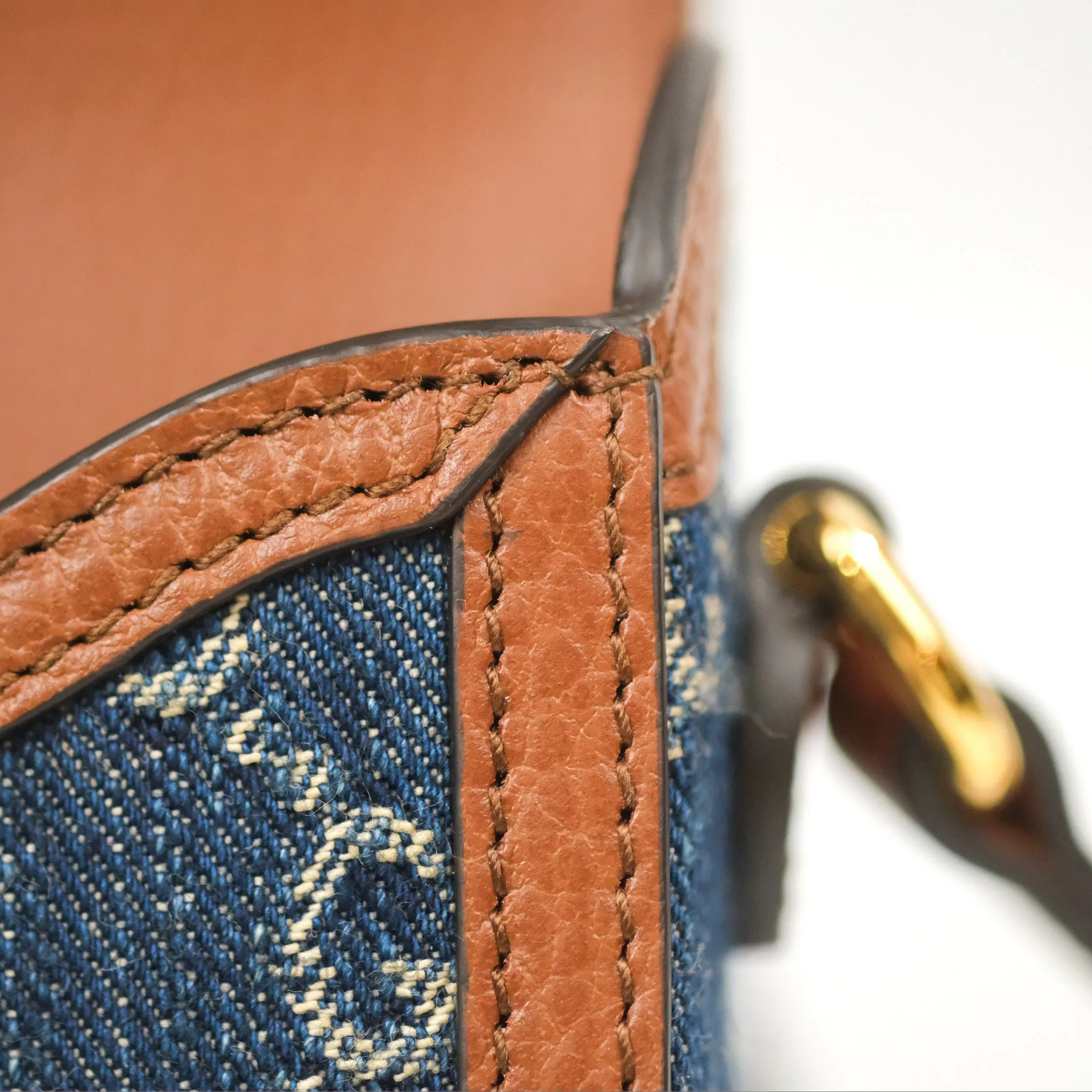 Gucci Horsebit 1955 Mini Bag GG Denim/ Brown Leather