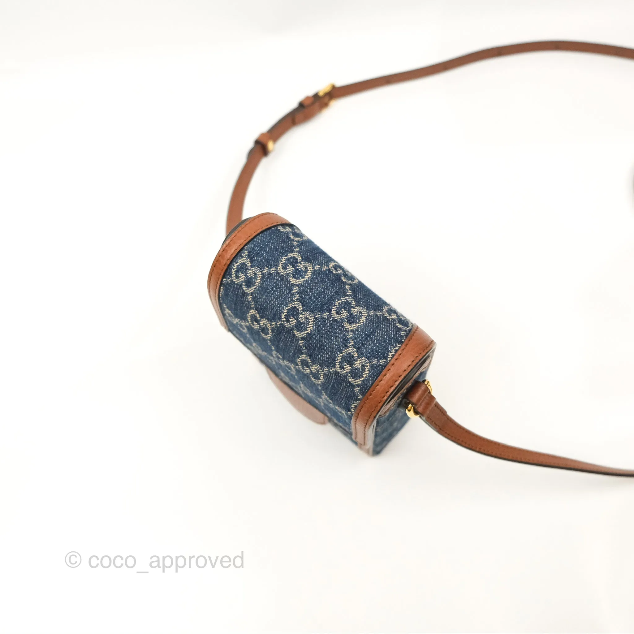 Gucci Horsebit 1955 Mini Bag GG Denim/ Brown Leather