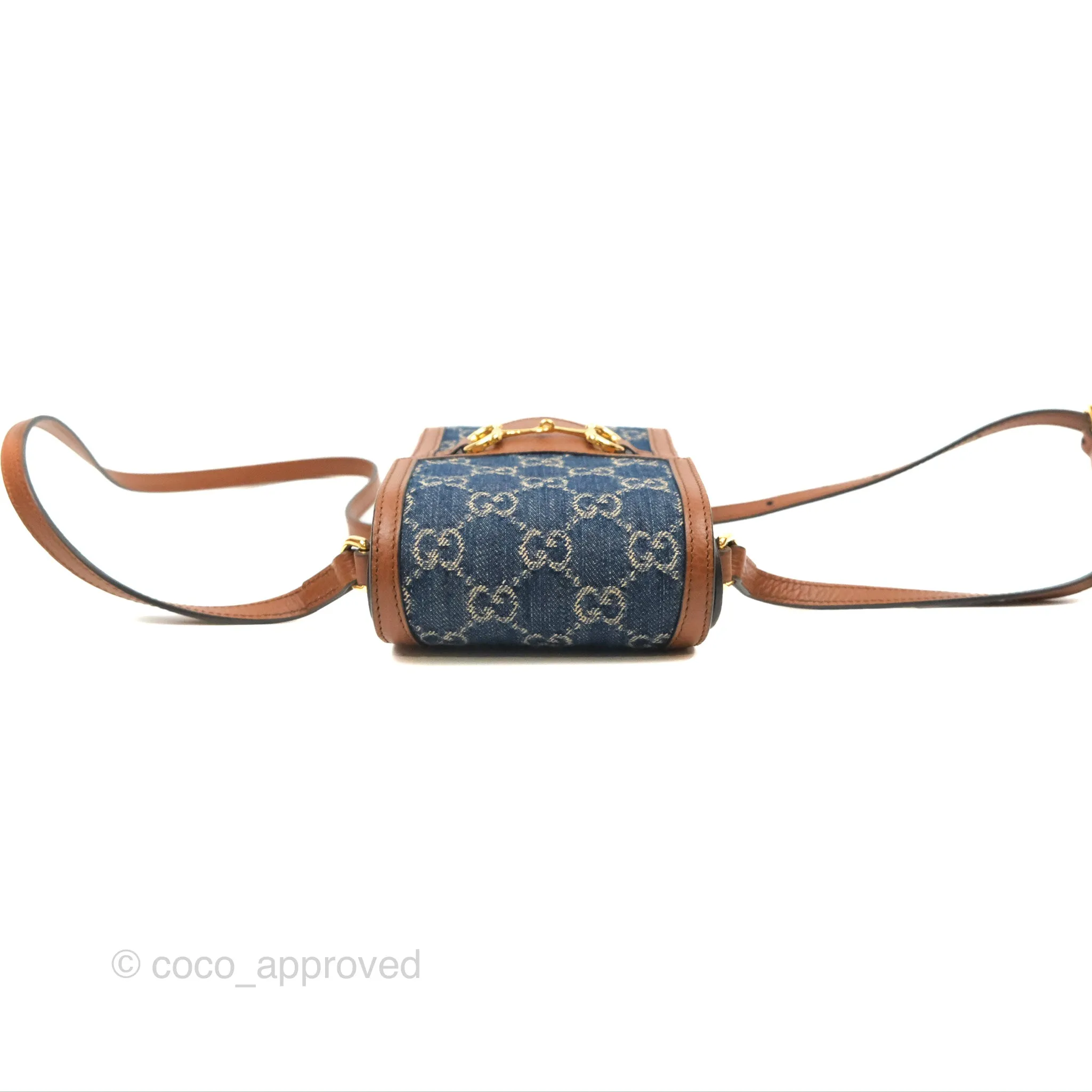 Gucci Horsebit 1955 Mini Bag GG Denim/ Brown Leather