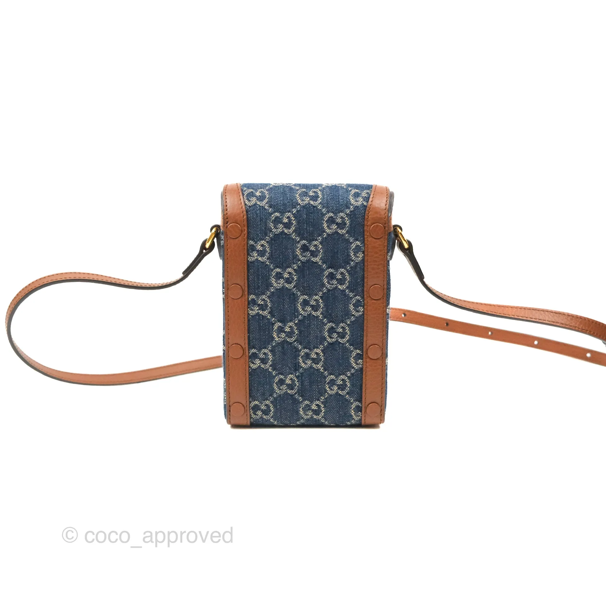 Gucci Horsebit 1955 Mini Bag GG Denim/ Brown Leather