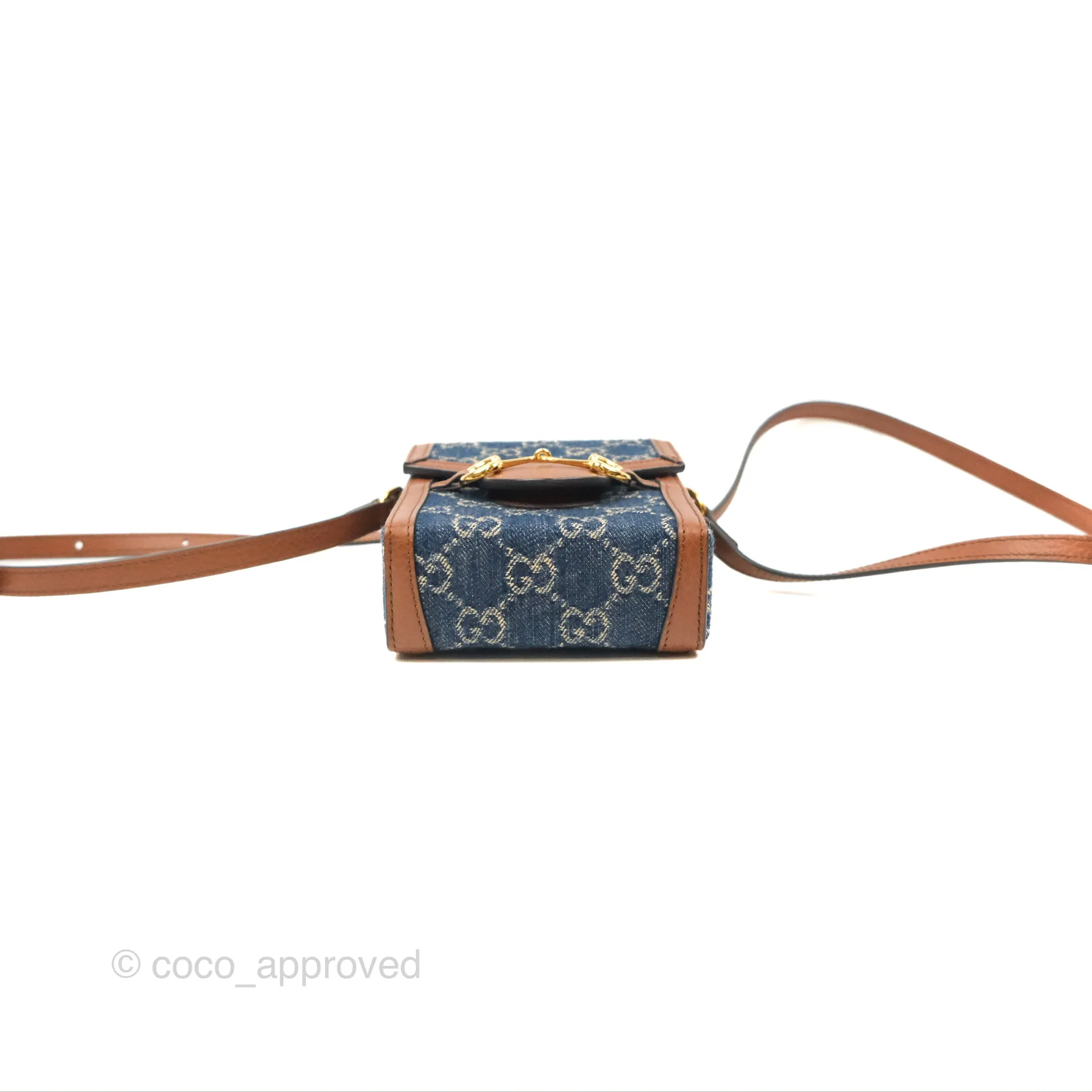 Gucci Horsebit 1955 Mini Bag GG Denim/ Brown Leather