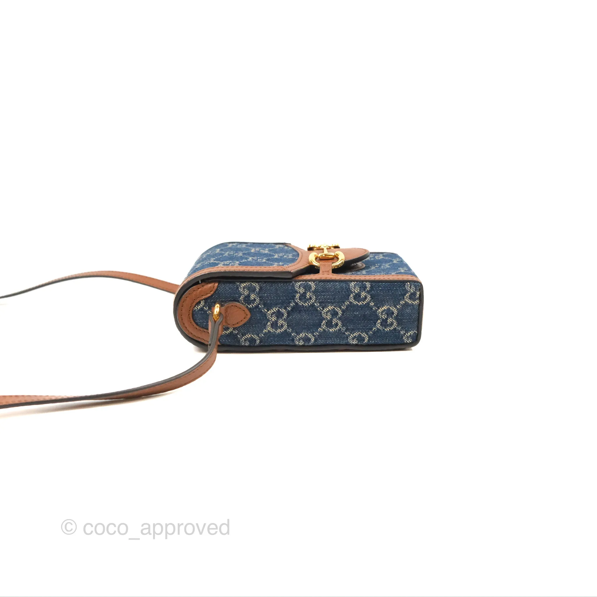 Gucci Horsebit 1955 Mini Bag GG Denim/ Brown Leather