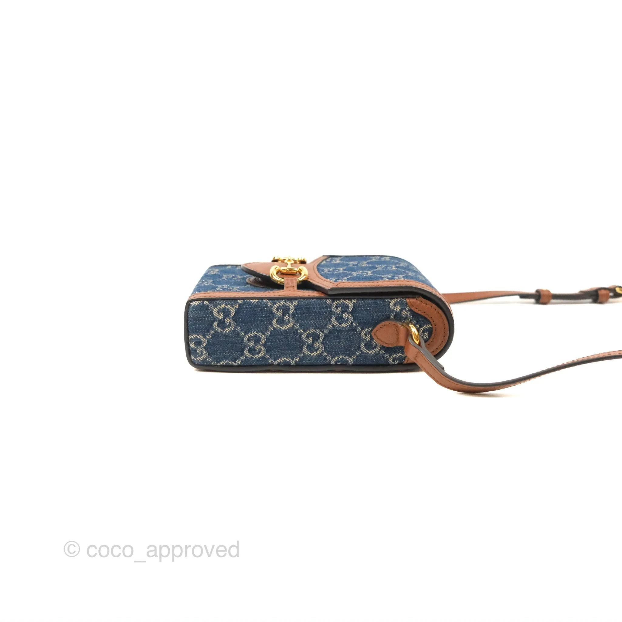 Gucci Horsebit 1955 Mini Bag GG Denim/ Brown Leather