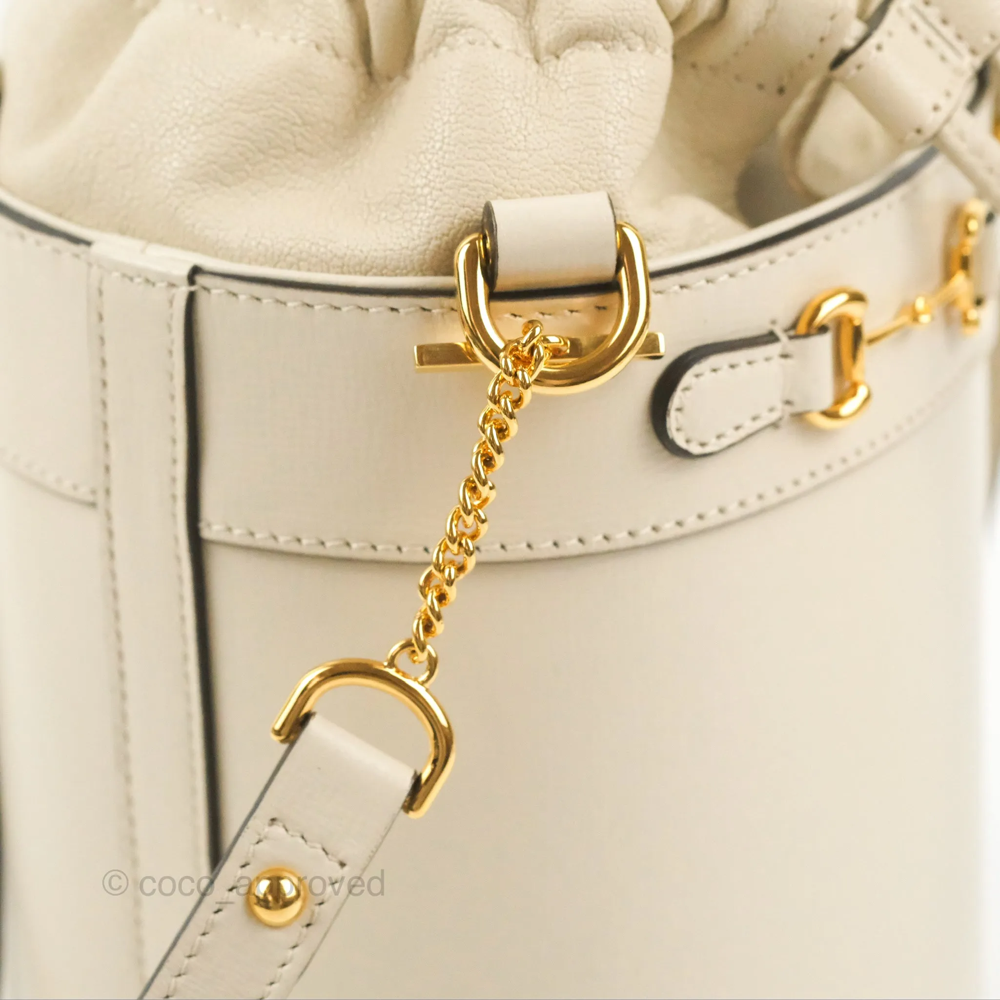 Gucci Horsebit 1955 Small Bucket Bag Cream