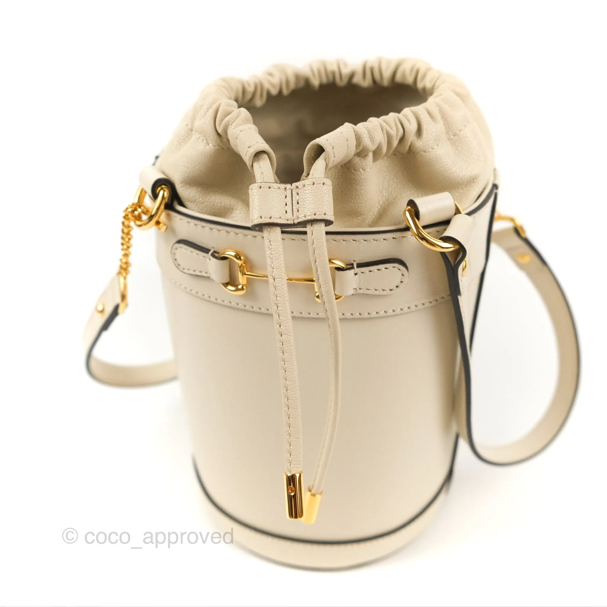 Gucci Horsebit 1955 Small Bucket Bag Cream
