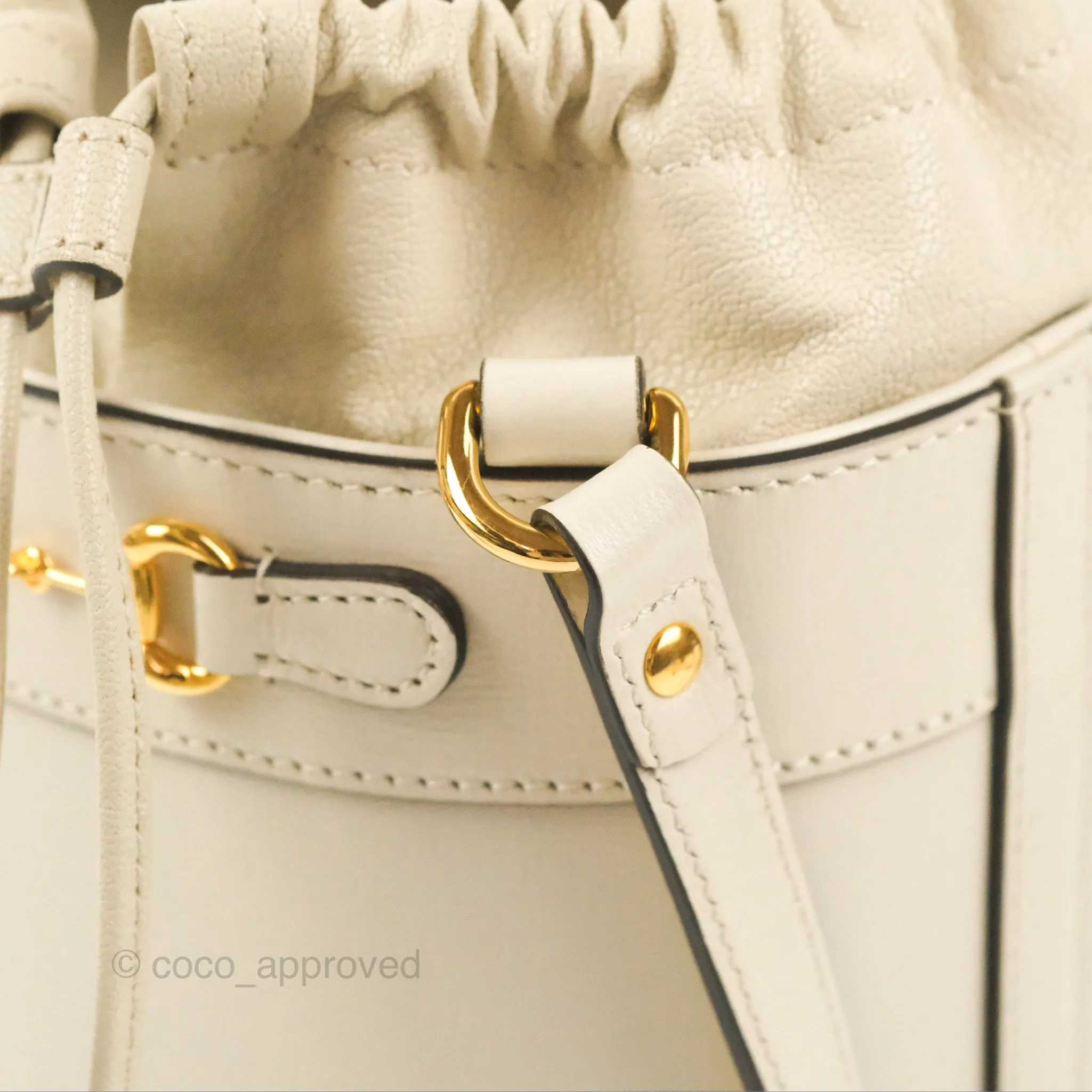 Gucci Horsebit 1955 Small Bucket Bag Cream
