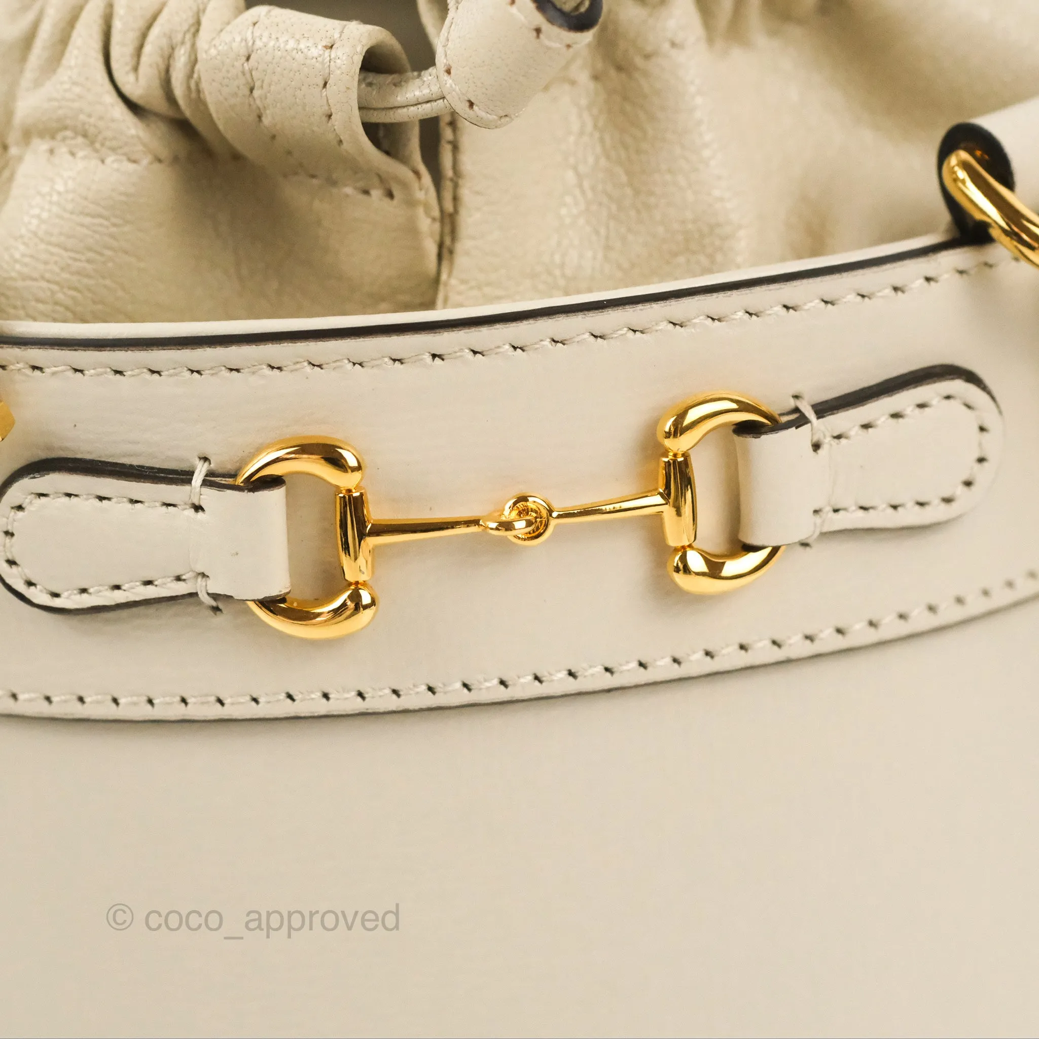 Gucci Horsebit 1955 Small Bucket Bag Cream