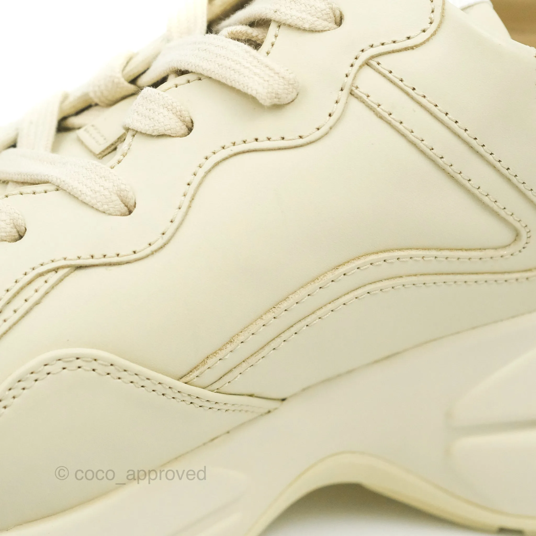 Gucci Ivory Toddler Rhyton KAI Bear Logo Leather Sneaker