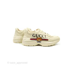 Gucci Ivory Toddler Rhyton KAI Bear Logo Leather Sneaker
