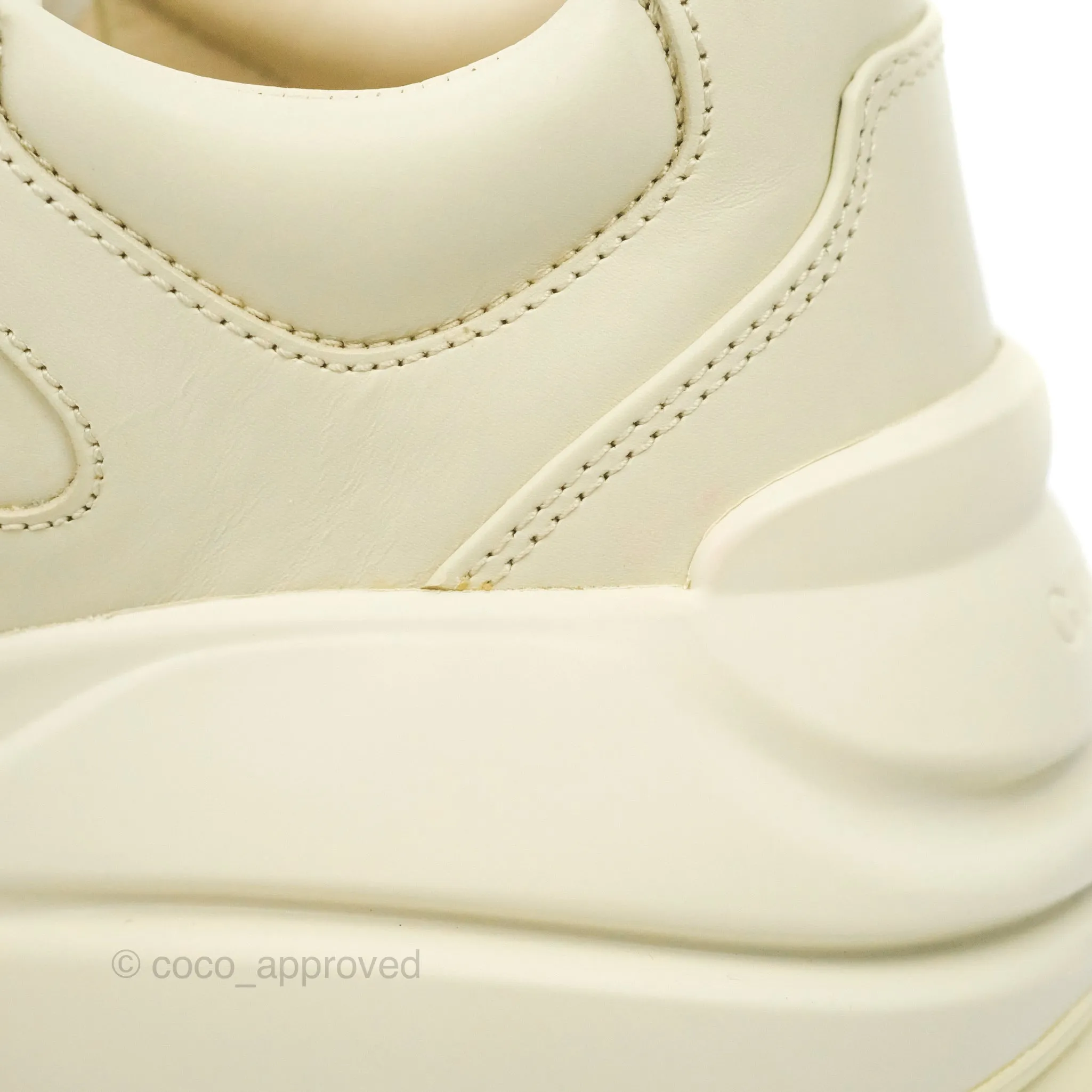 Gucci Ivory Toddler Rhyton KAI Bear Logo Leather Sneaker