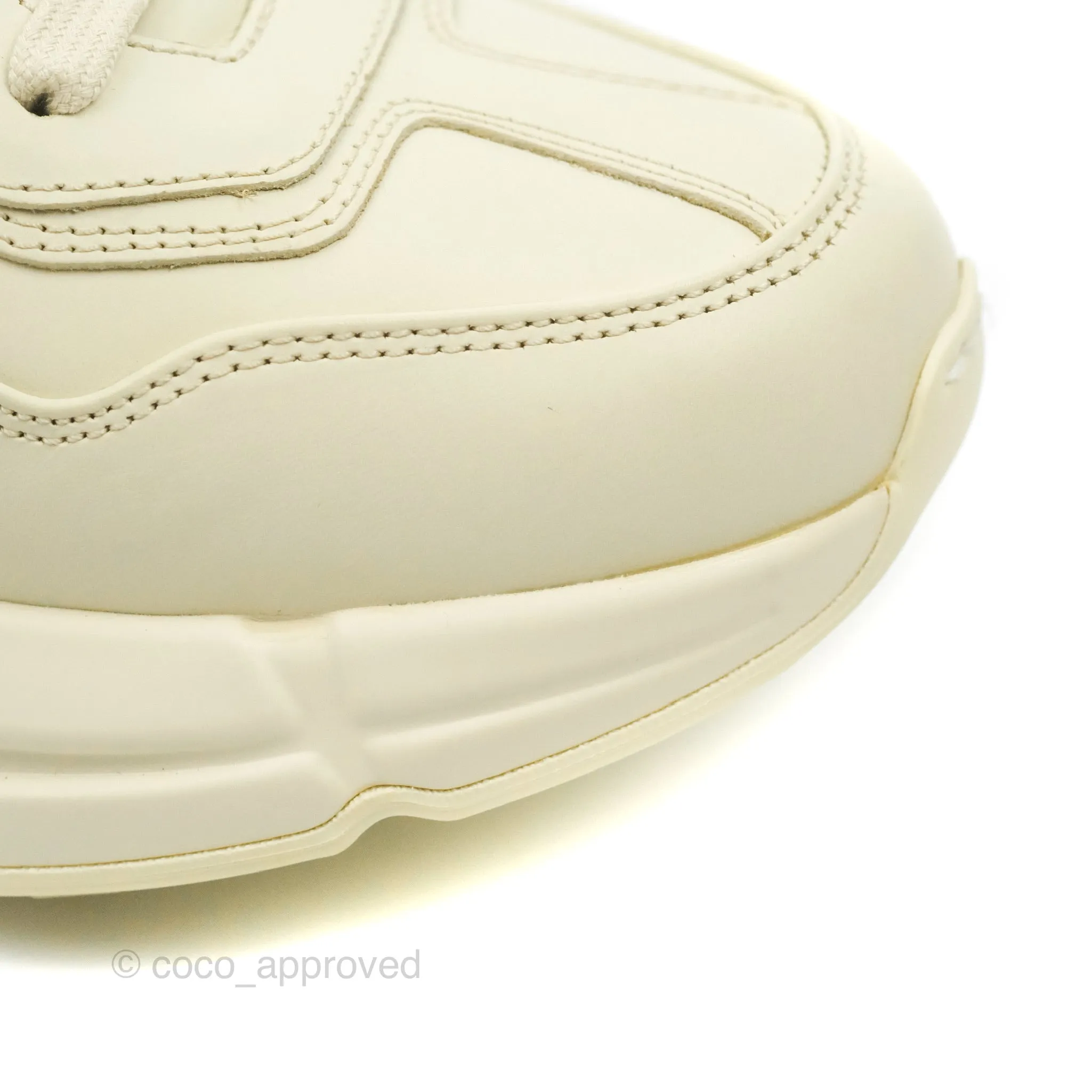 Gucci Ivory Toddler Rhyton KAI Bear Logo Leather Sneaker