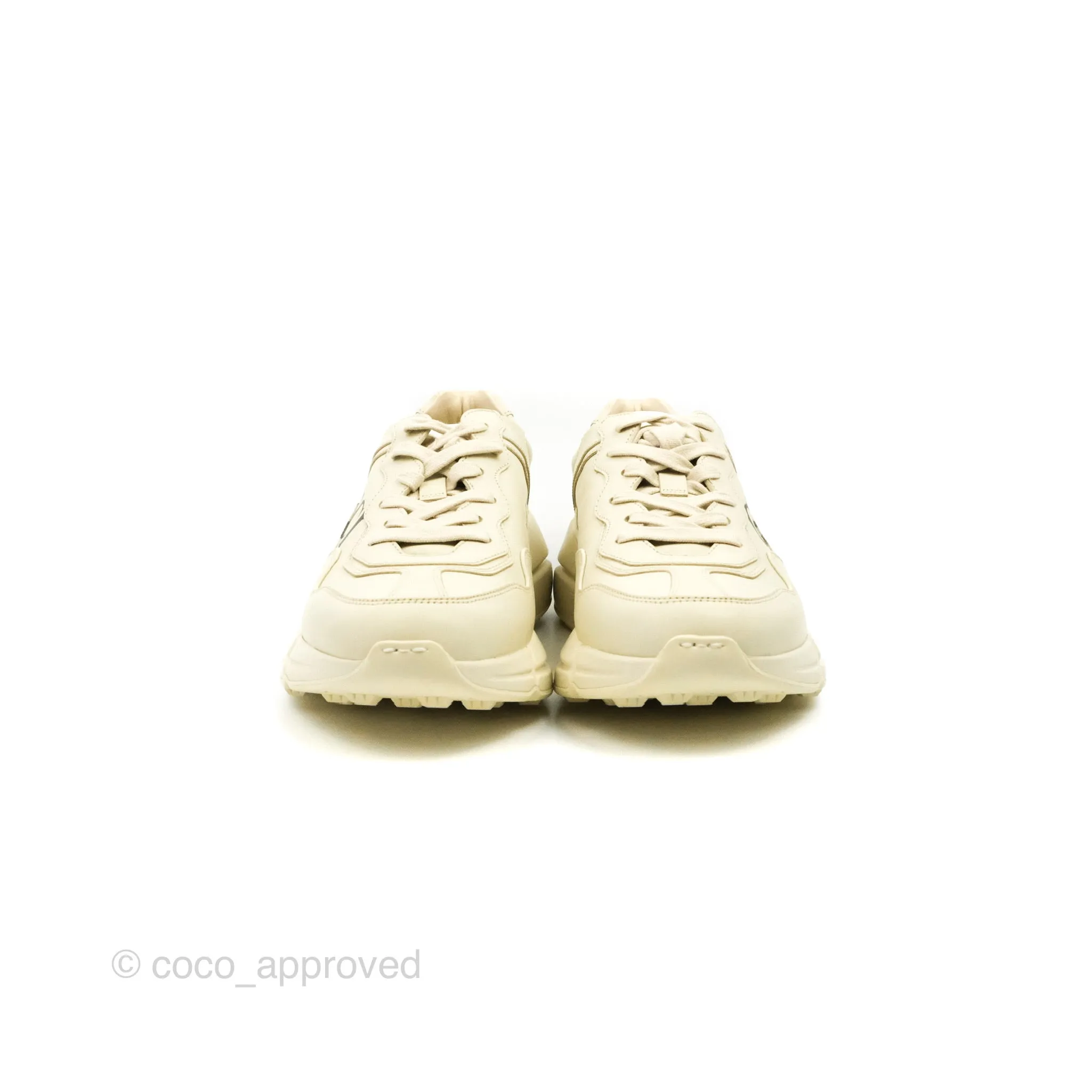 Gucci Ivory Toddler Rhyton KAI Bear Logo Leather Sneaker