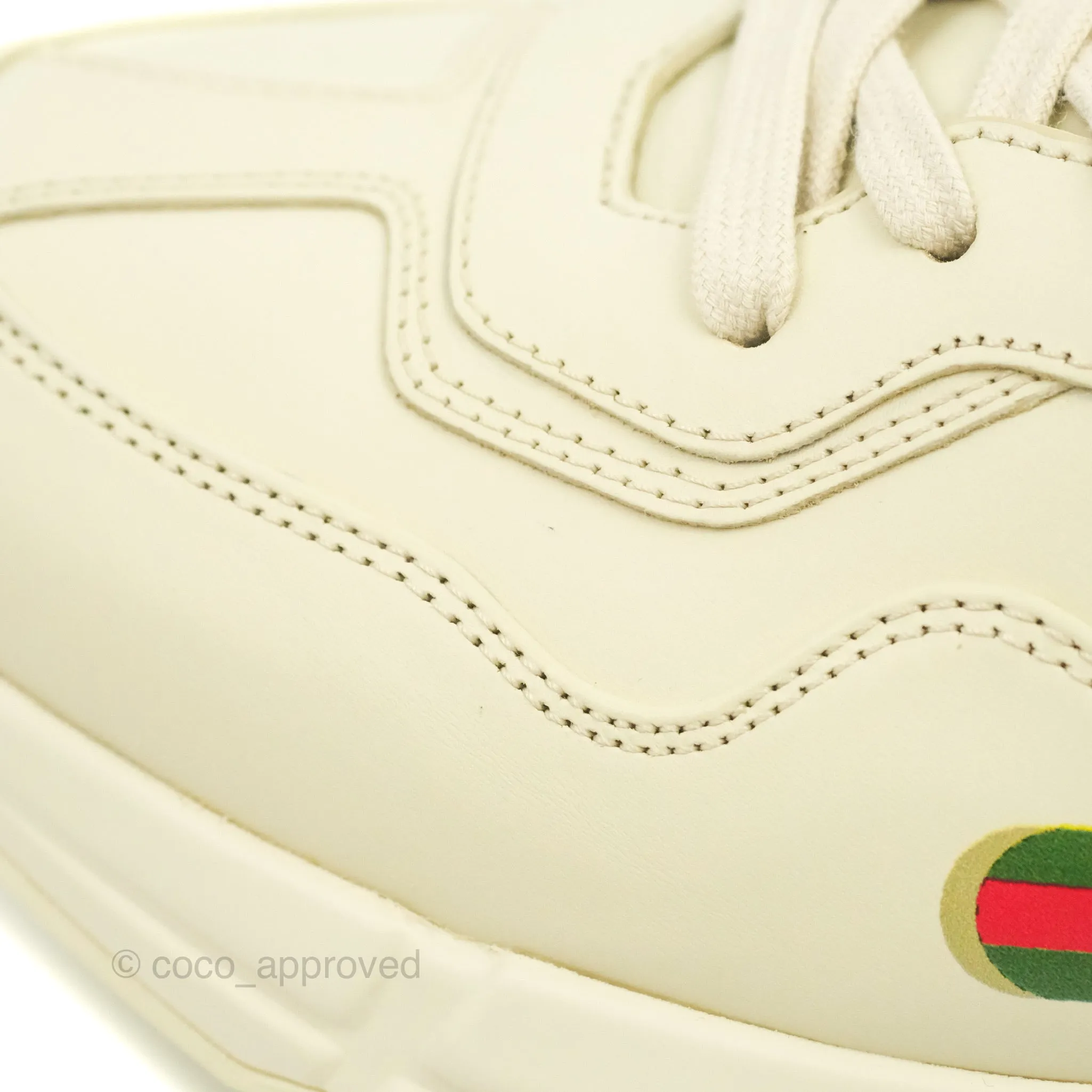 Gucci Ivory Toddler Rhyton KAI Bear Logo Leather Sneaker