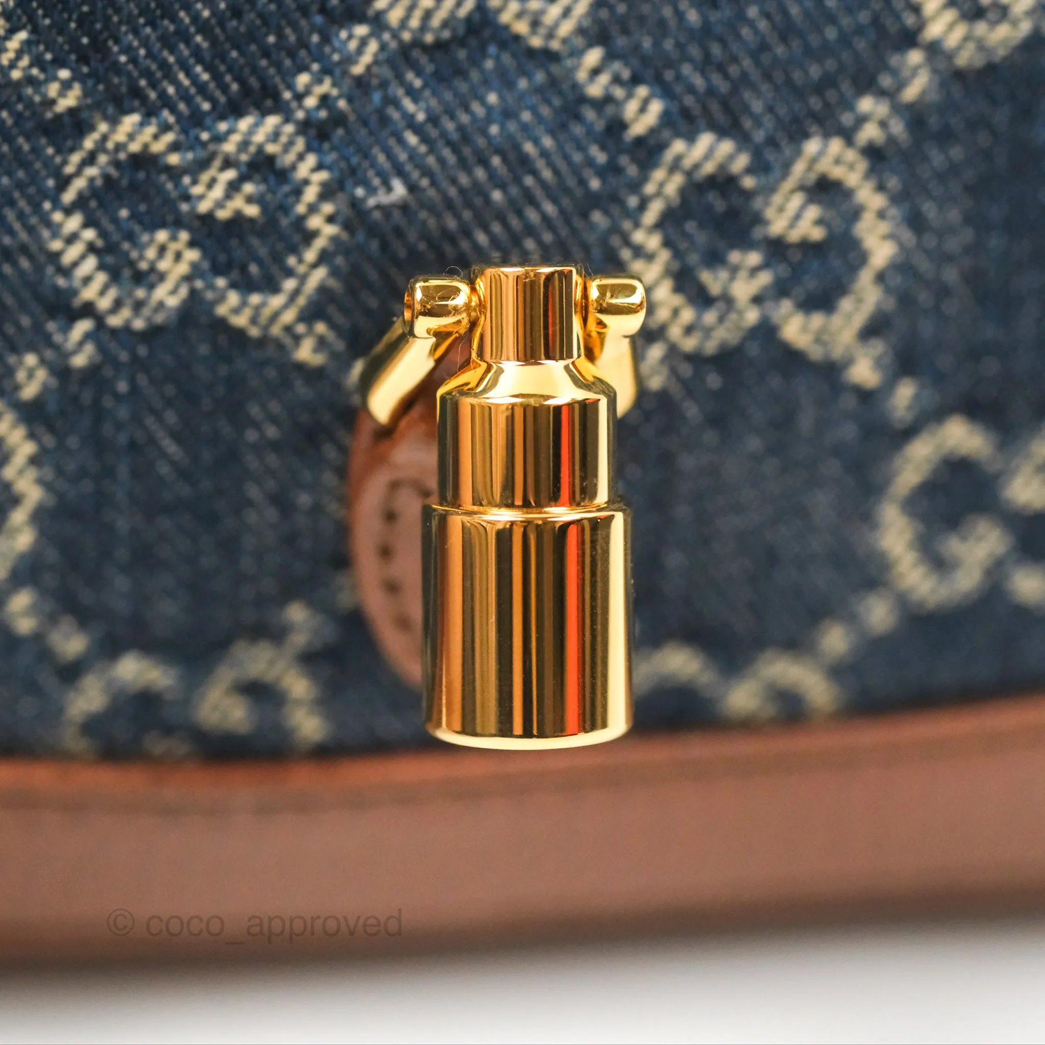 Gucci Jackie 1961 GG Supreme Denim Mini Shoulder Bag Gold Hardware