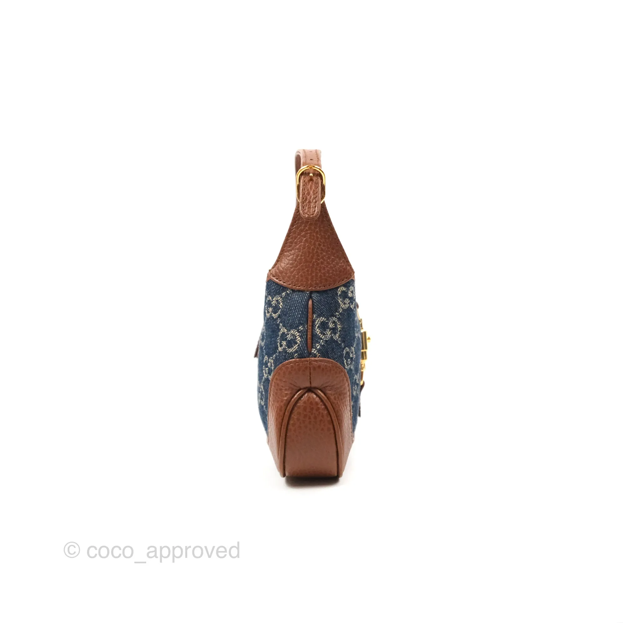 Gucci Jackie 1961 GG Supreme Denim Mini Shoulder Bag Gold Hardware