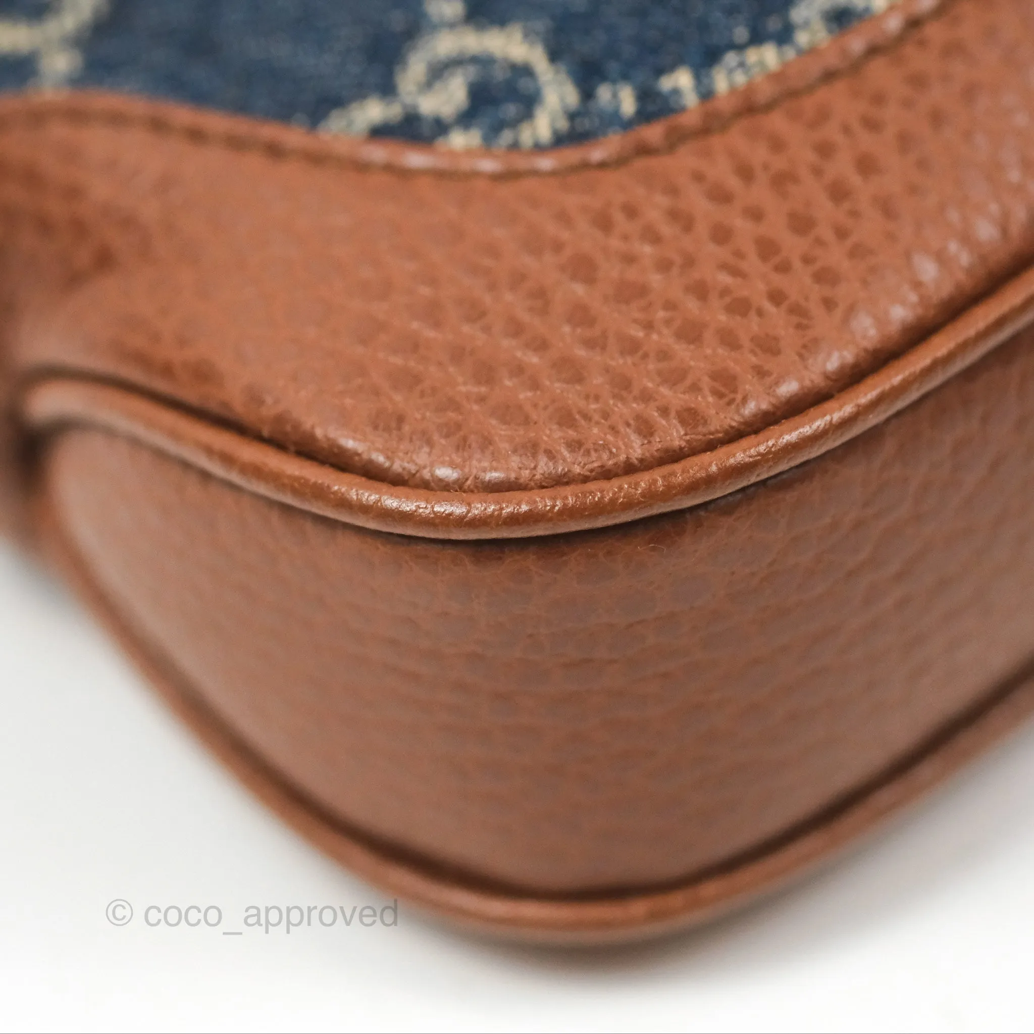 Gucci Jackie 1961 GG Supreme Denim Mini Shoulder Bag Gold Hardware